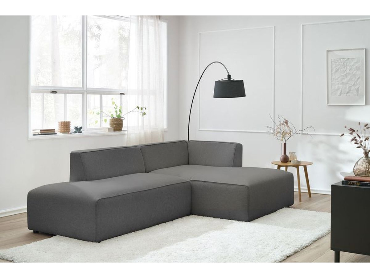 Bobochic Megeve Ecksofa Melange-Stoff Dunkelgrau Ecke rechts