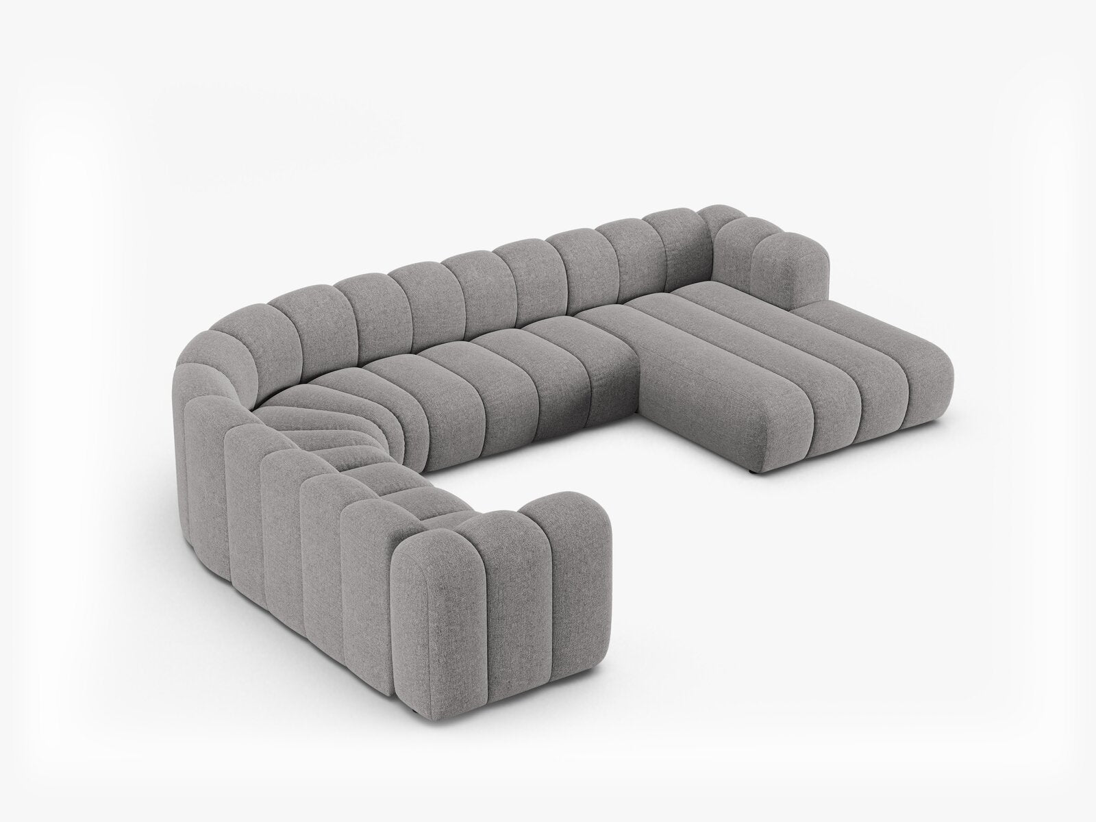 Micadoni Modulares Panorama Ecksofa Lupine 6-Sitzer Links Chenille Eden Hellgrau