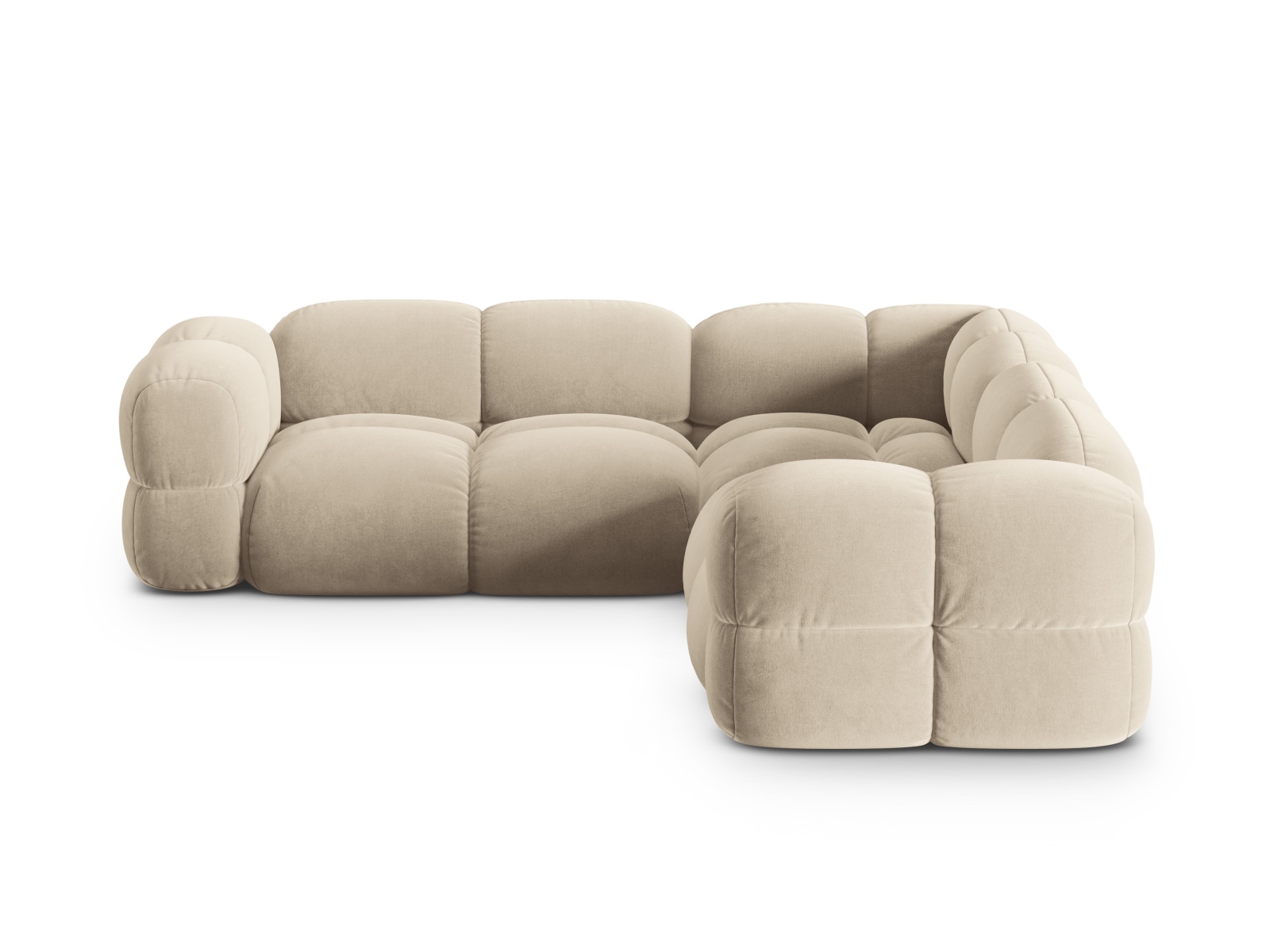 Cosmopolitan Design Symmetrisches Ecksofa Loretto 4-Sitzer Samt Vogue Helles Beige