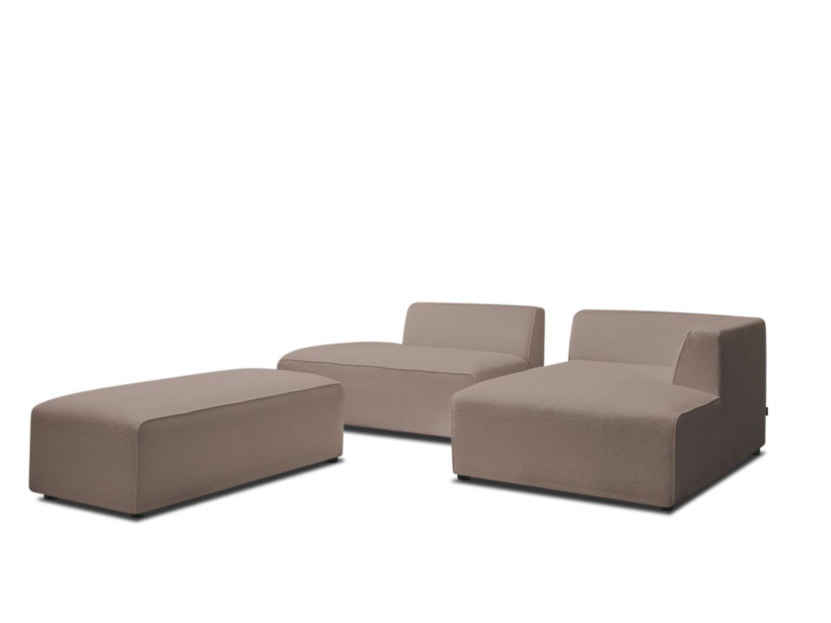 Bobochic Megeve Ecksofa mit Schlaffunktion und Pouf Bouclé-Stoff Braun Ecke rechts