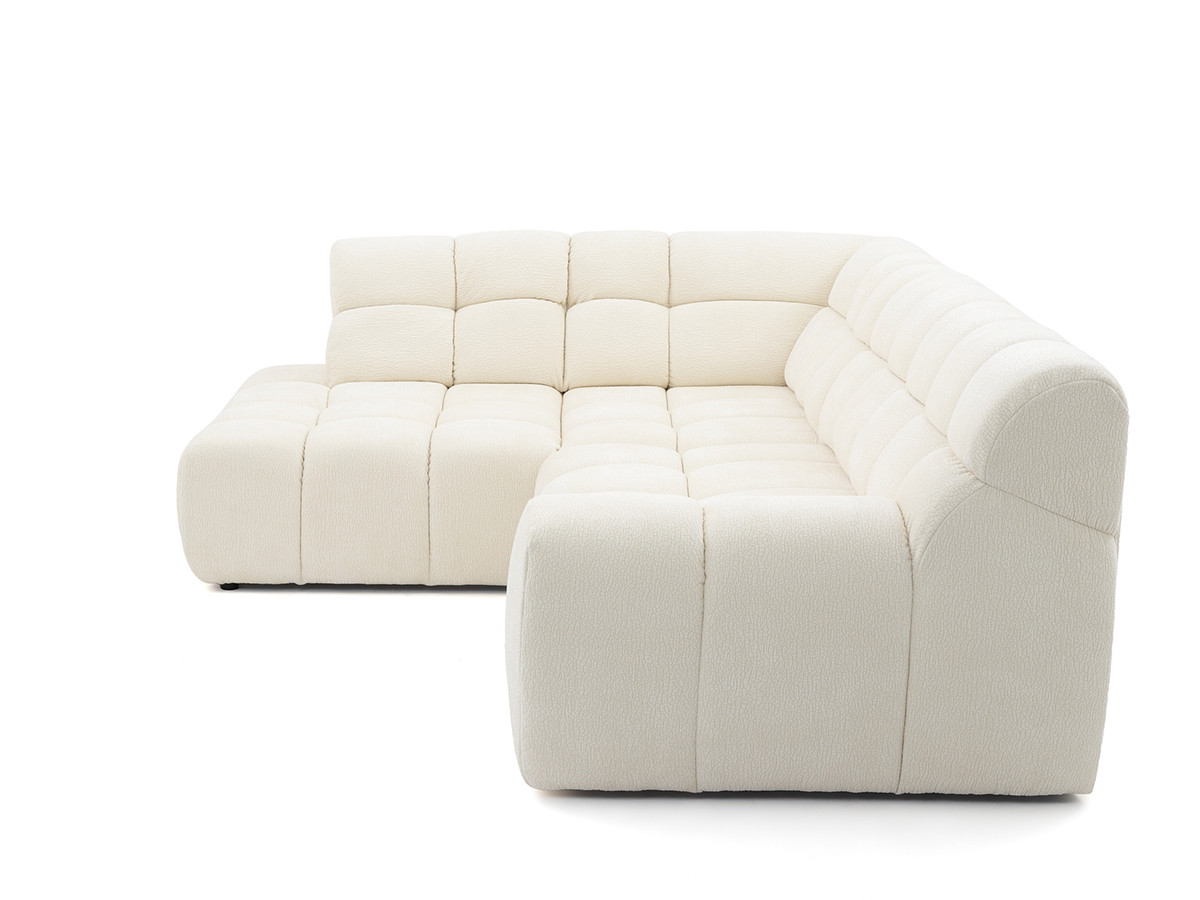 Bobochic Andre Ecksofa mit Schlaffunktion Chenille Weiß Ecke links