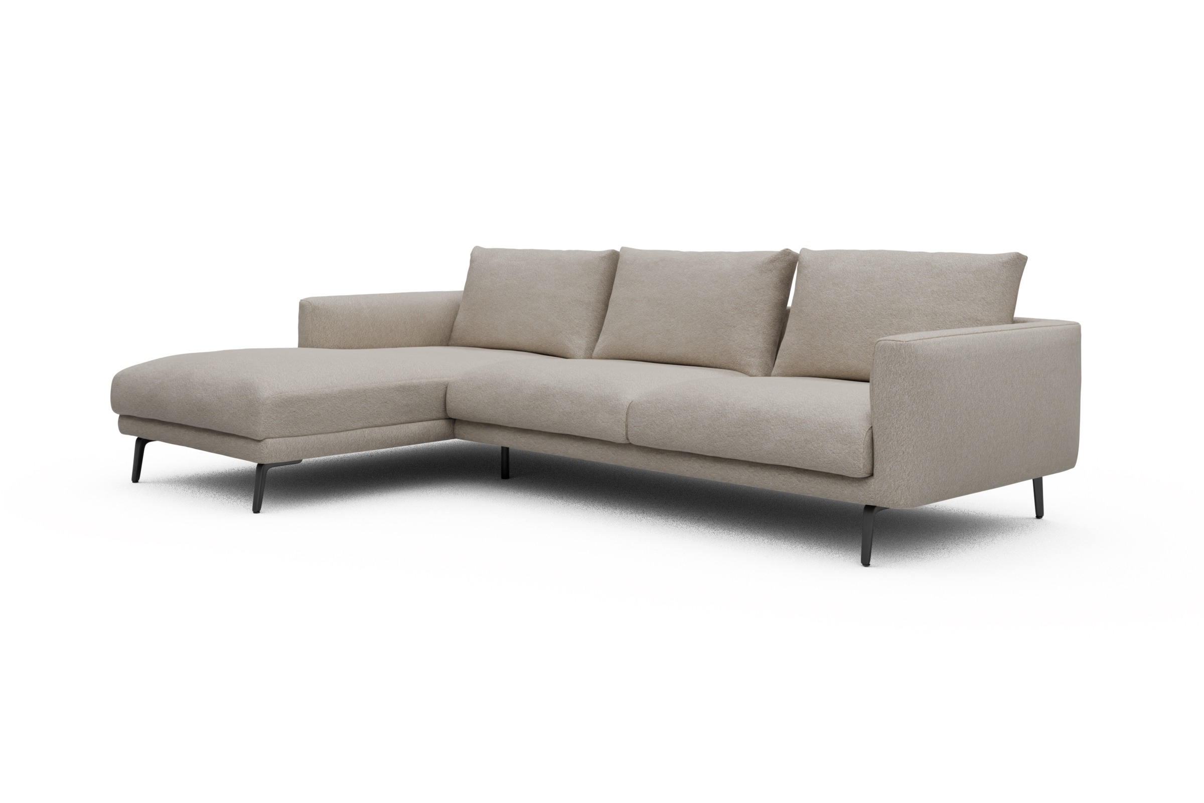 Ecksofa Karl Chaiselongue links mit 2,5-Sitzer Aivi-Lace-Beige