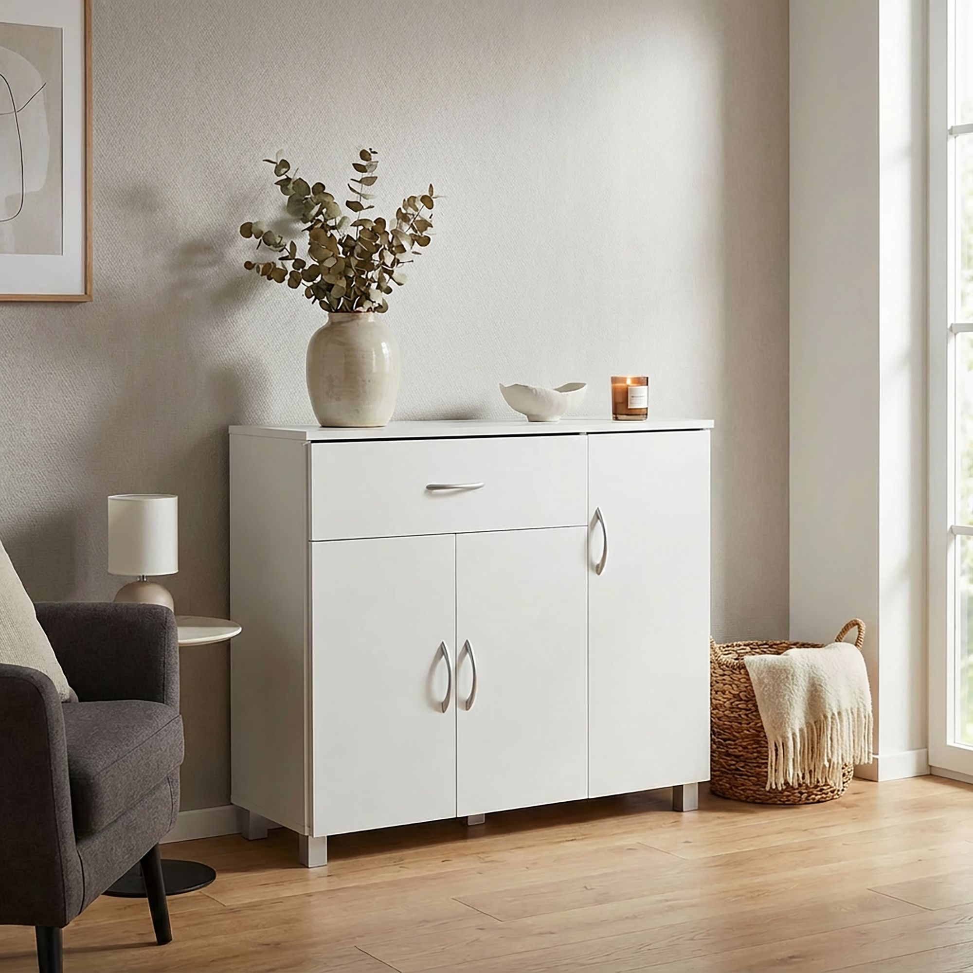 Sideboard Norheimsund Weiß 90 × 30 × 75 cm
