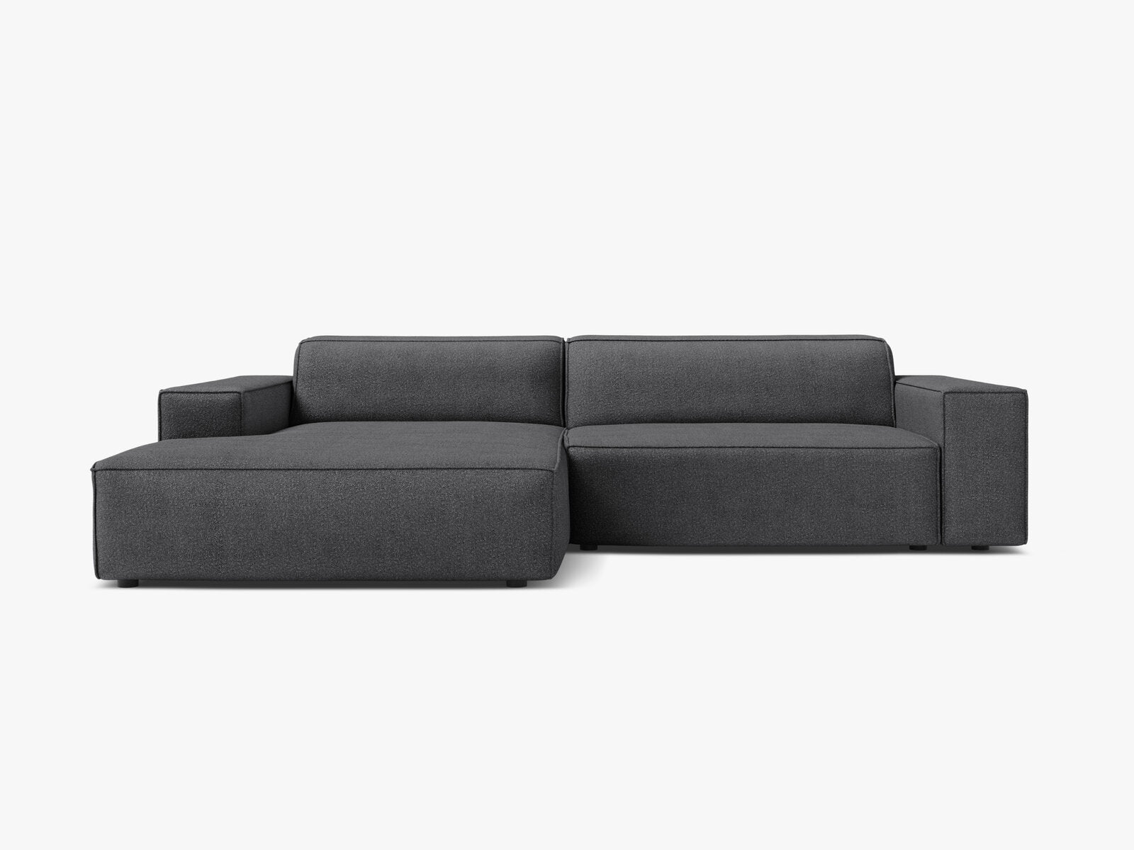 Micadoni Ecksofa Jodie 3-Sitzer Links Boucle Baloo Dunkelgrau