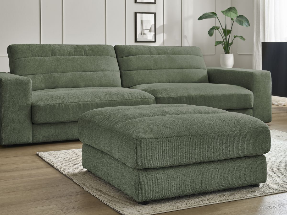 Bobochic Sierra Sofa 4-Sitzer mit Pouf Strukturstoff Dunkelgrün