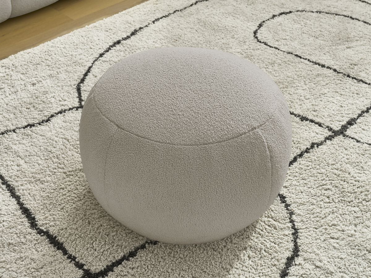 Bobochic Hayden Sofa 3-Sitzer mit Pouf 226 × 107 cm Bouclé-Stoff Taupe