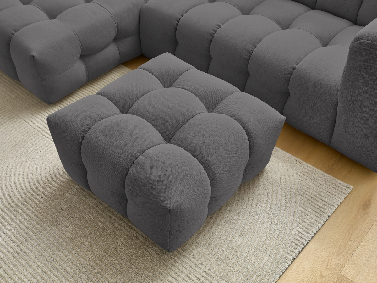 Bobochic Cloud Ecksofa mit Pouf 288 × 184 cm Stoff Dunkelgrau Ecke links