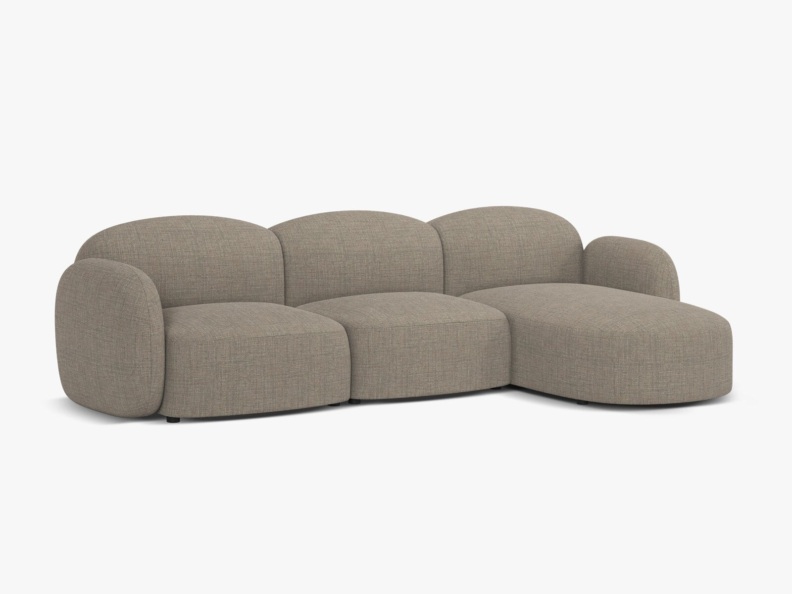 Micadoni Ecksofa Blair 4-Sitzer Rechts Strukturierter Stoff Baltimore Grau Braun Melange