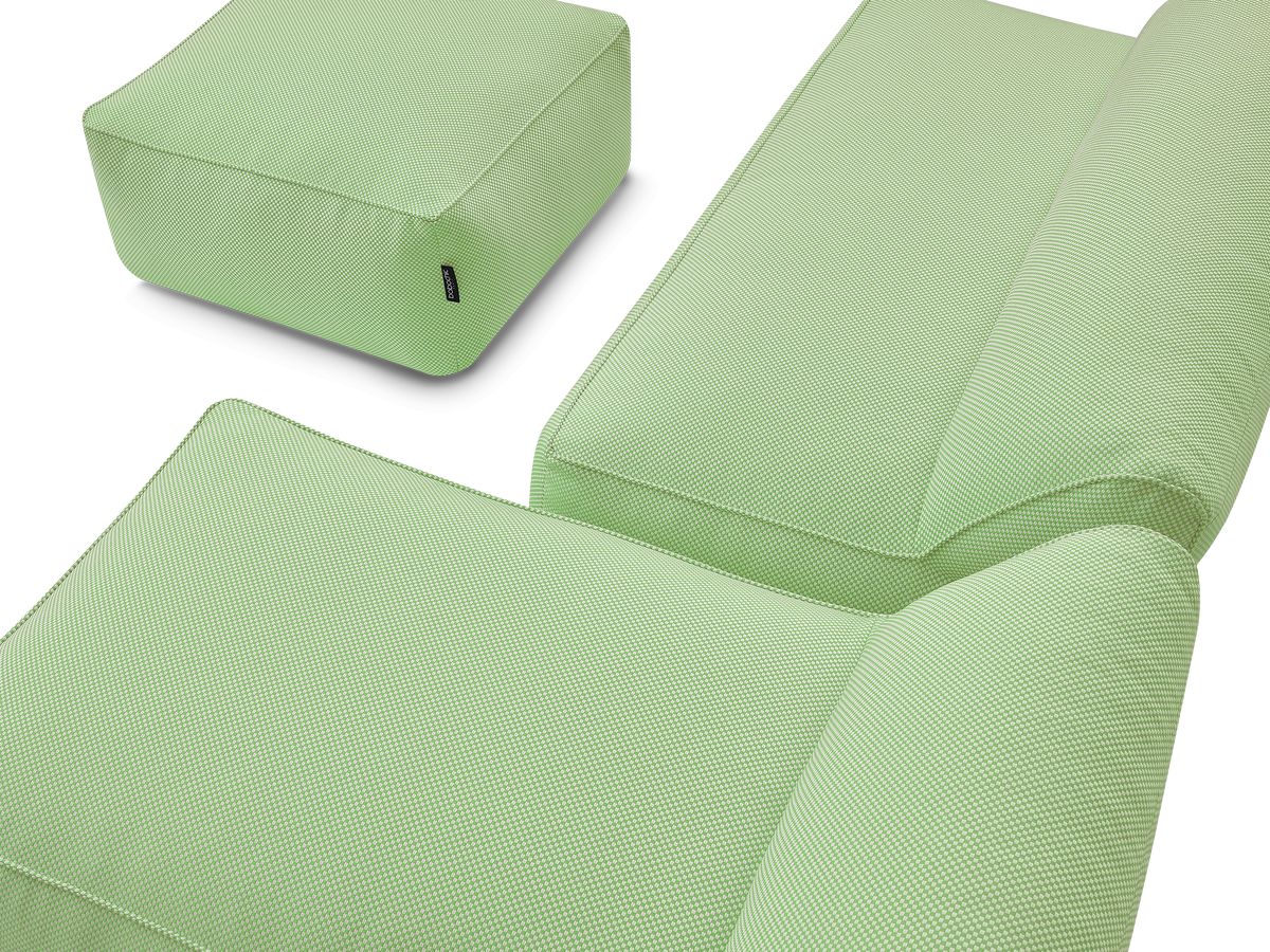 Bobochic Riviera Gartensofa 5-Sitzer mit Pouf Melange-Stoff Grün