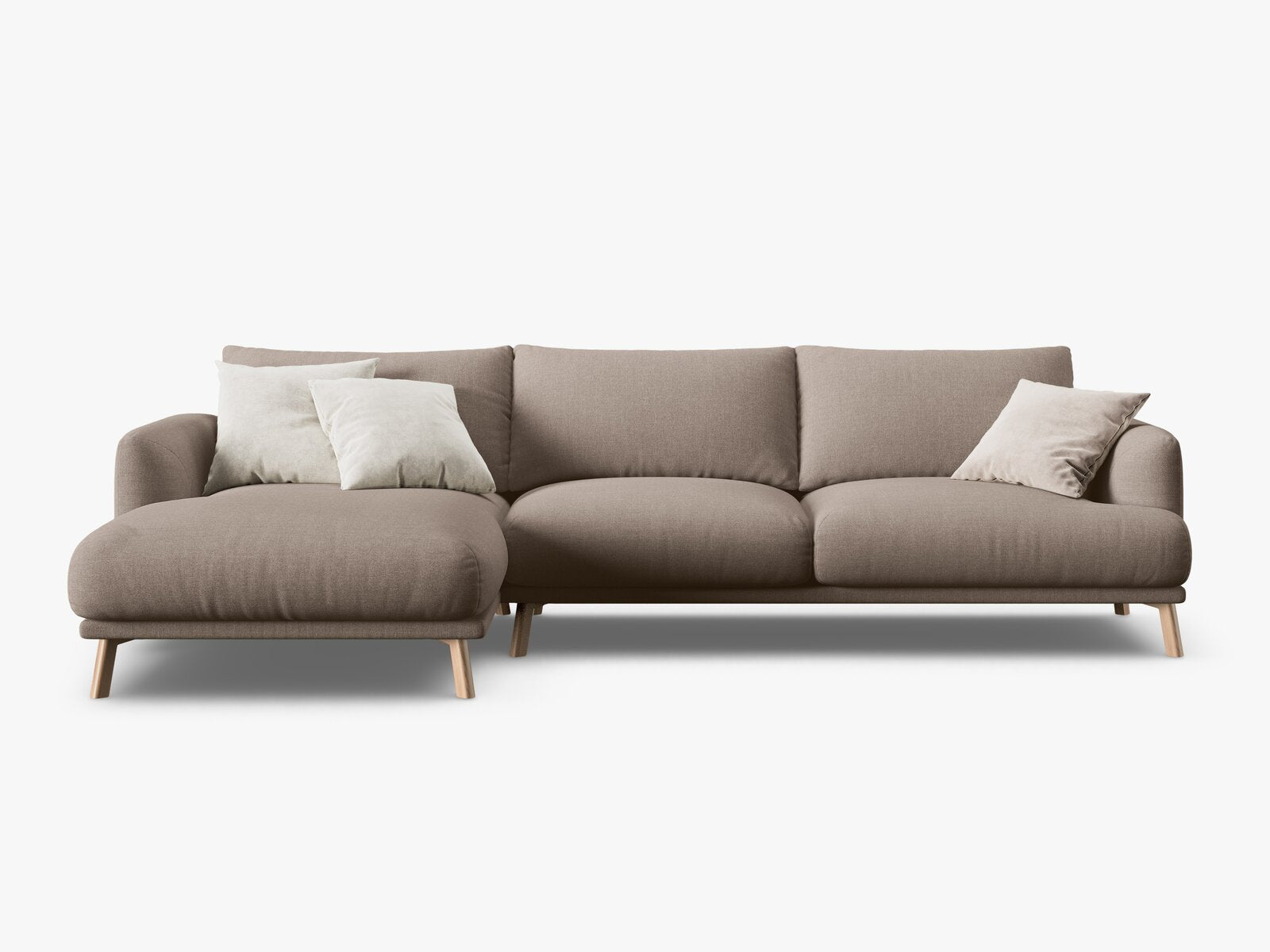Micadoni Ecksofa Naomi 4-Sitzer Links Strukturierter Stoff Liberty Cappuccino