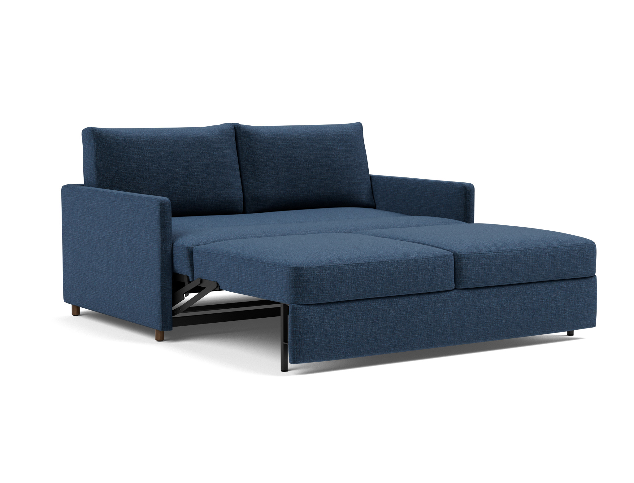 Schlafsofa Neah mit Slim-Armlehnen 160 Chenille Esina 414-Indigo-Blue