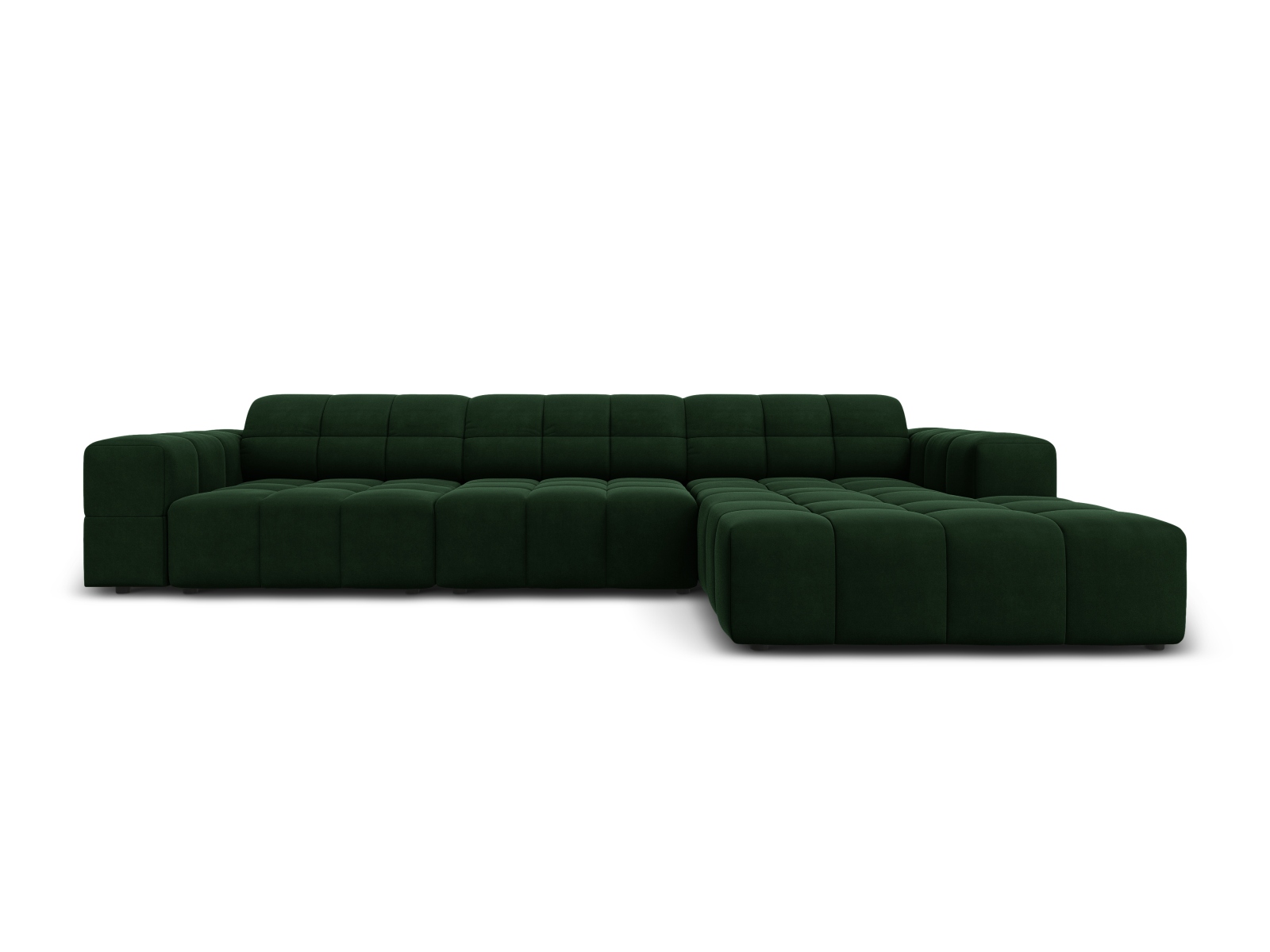 Cosmopolitan Design Ecksofa Chicago 4-Sitzer Samt Bluvel Flaschengrün Rechts