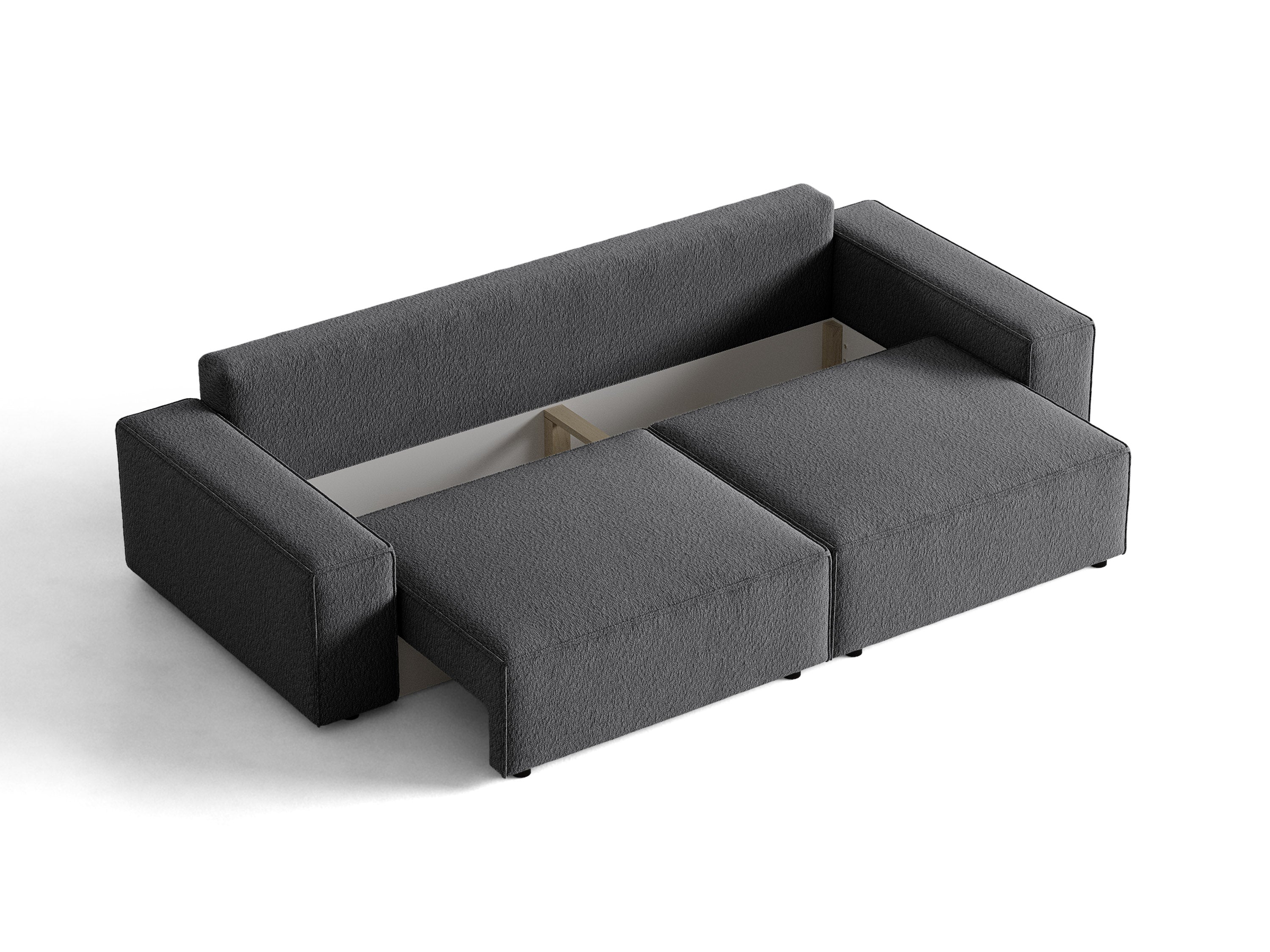Micadoni Schlafsofa Jodie 3-Sitzer Boucle Baloo Dunkelgrau