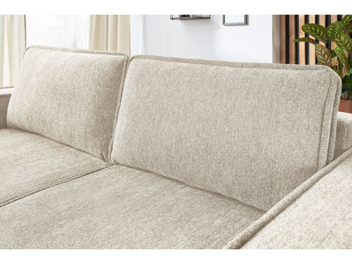 Bobochic Emile Schlafsofa 3-Sitzer mit Bettkasten Melange-Stoff Weiß