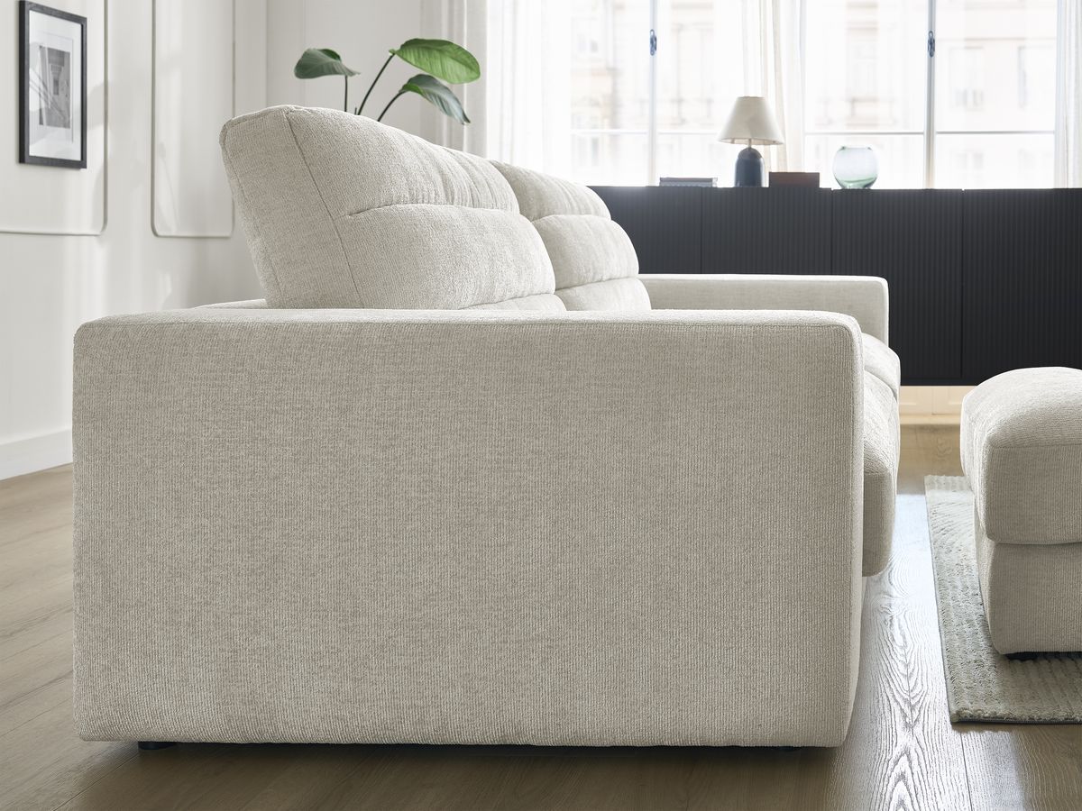 Bobochic Sierra Sofa 4-Sitzer mit Pouf Strukturstoff Beige