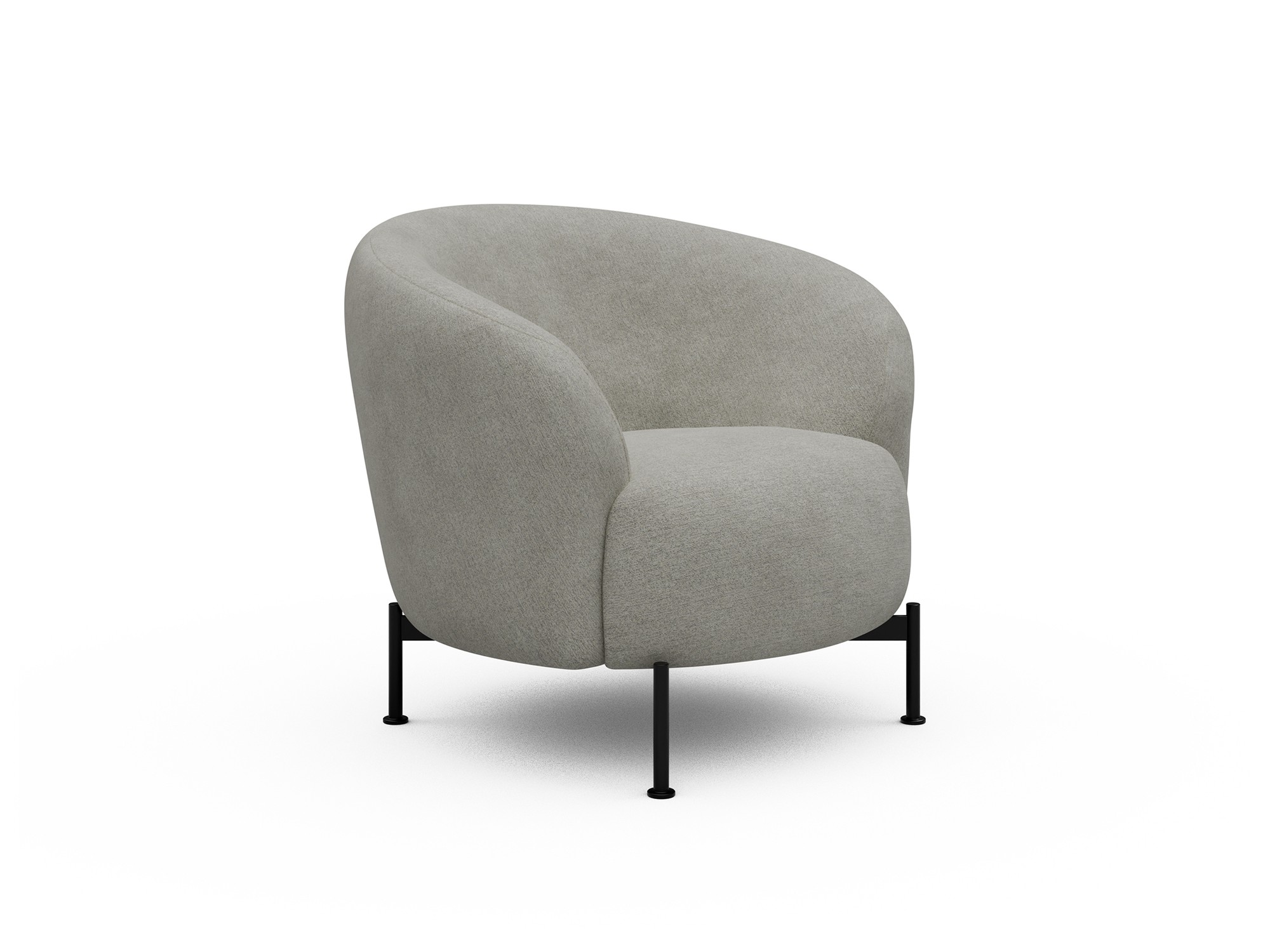 Sessel Ronda X-Metallgestell Schwarz Boucle Carreno 773-Moon-Stone-White