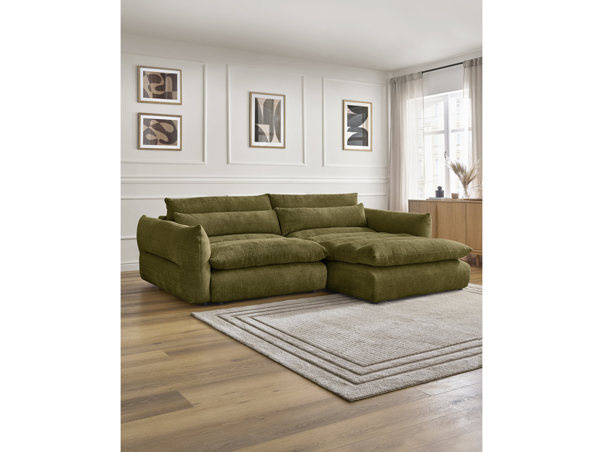 Bobochic Neil Ecksofa Strukturstoff Grün Ecke rechts