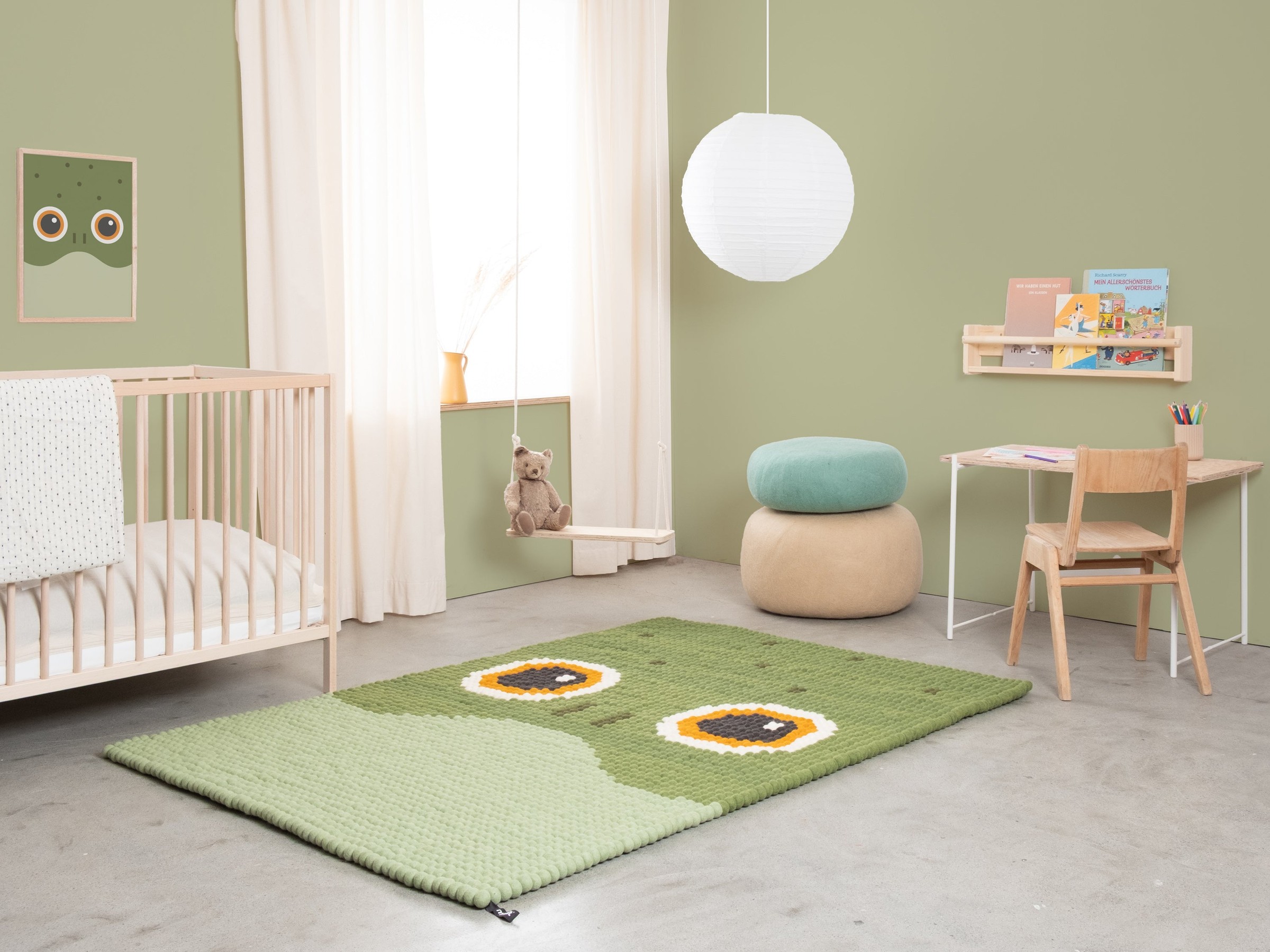 myfelt Käthe Filzkugelteppich Grün