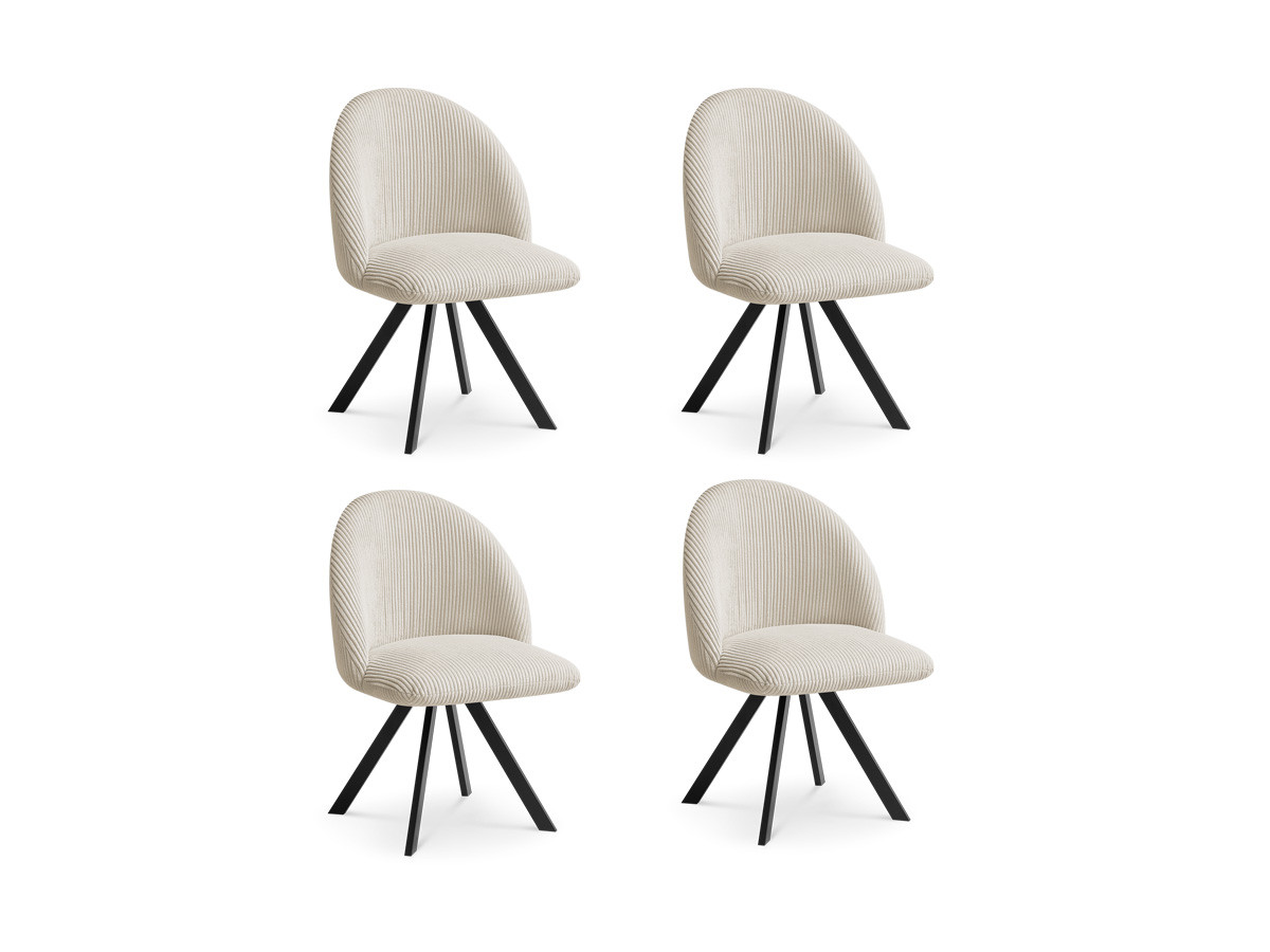 Bobochic Lalie Esszimmerstuhl 4er-Set mit Sternfuß Cordsamt Beige