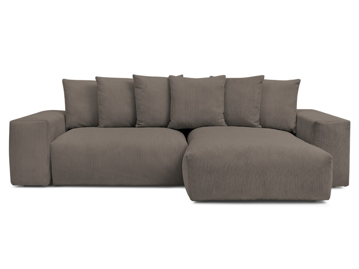 Bobochic Voltaire Ecksofa mit Schlaffunktion und Bettkasten Cordsamt Taupe
