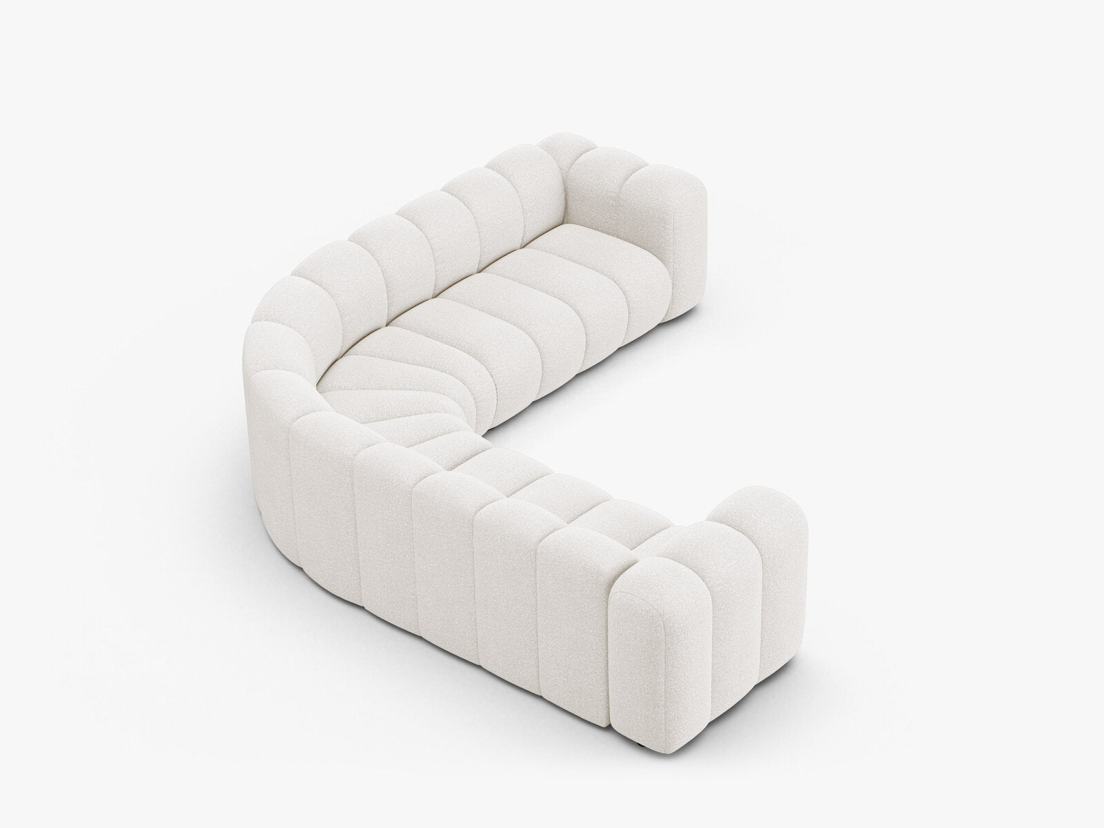 Micadoni symmetrisches Ecksofa Lupine 5-Sitzer mittelgroß Boucle Baloo Weiß