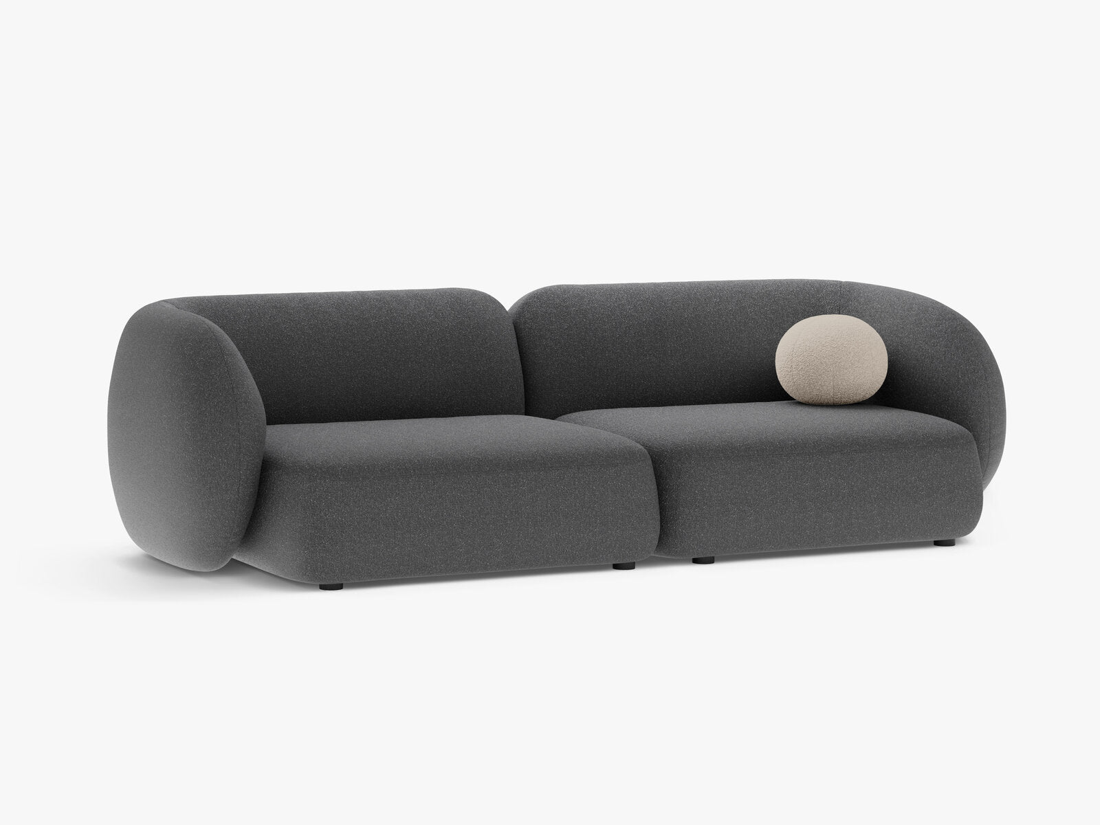 Micadoni Sofa Kate 4-Sitzer Strukturierter Stoff Dunkelgrau Melange