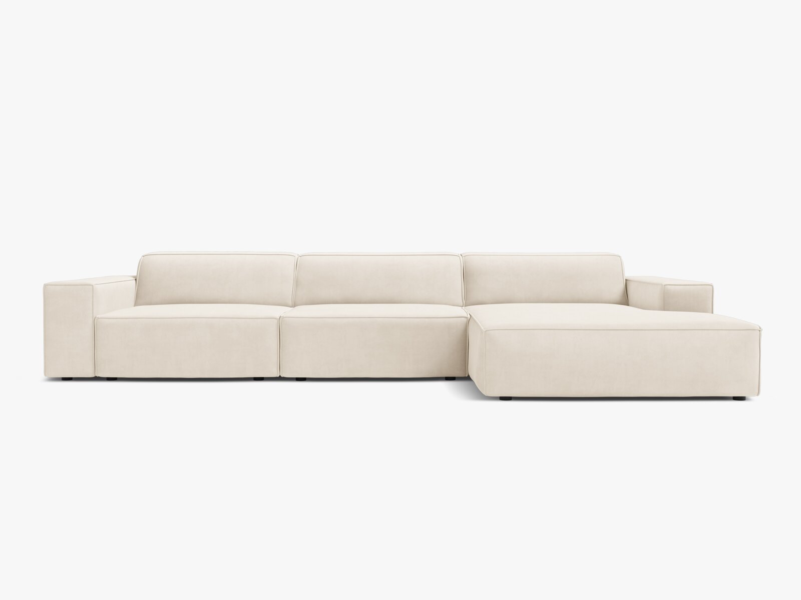 Micadoni Ecksofa Jodie 4-Sitzer Rechts Samt Bluvel Helles Beige
