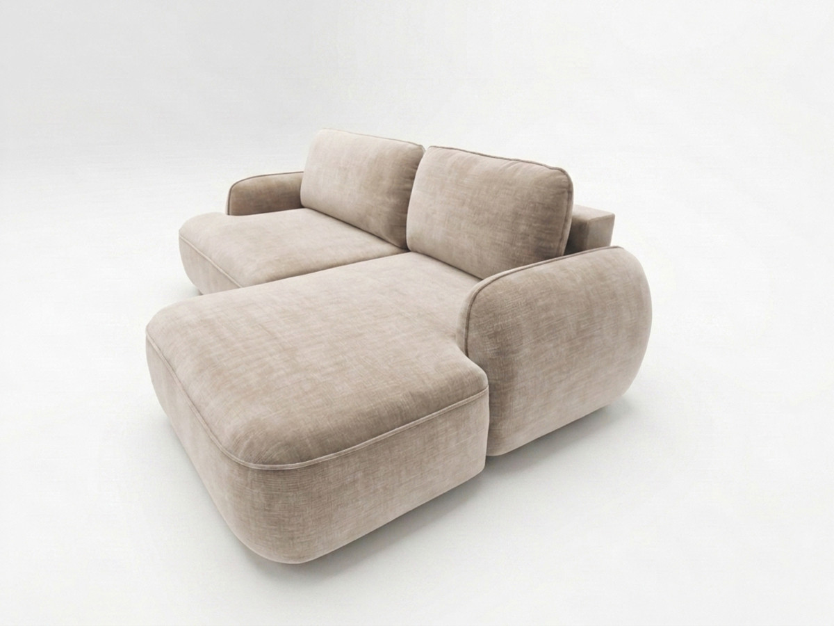 Bobochic Celeste Ecksofa mit Schlaffunktion und Bettkasten Stoff Beige Ecke rechts