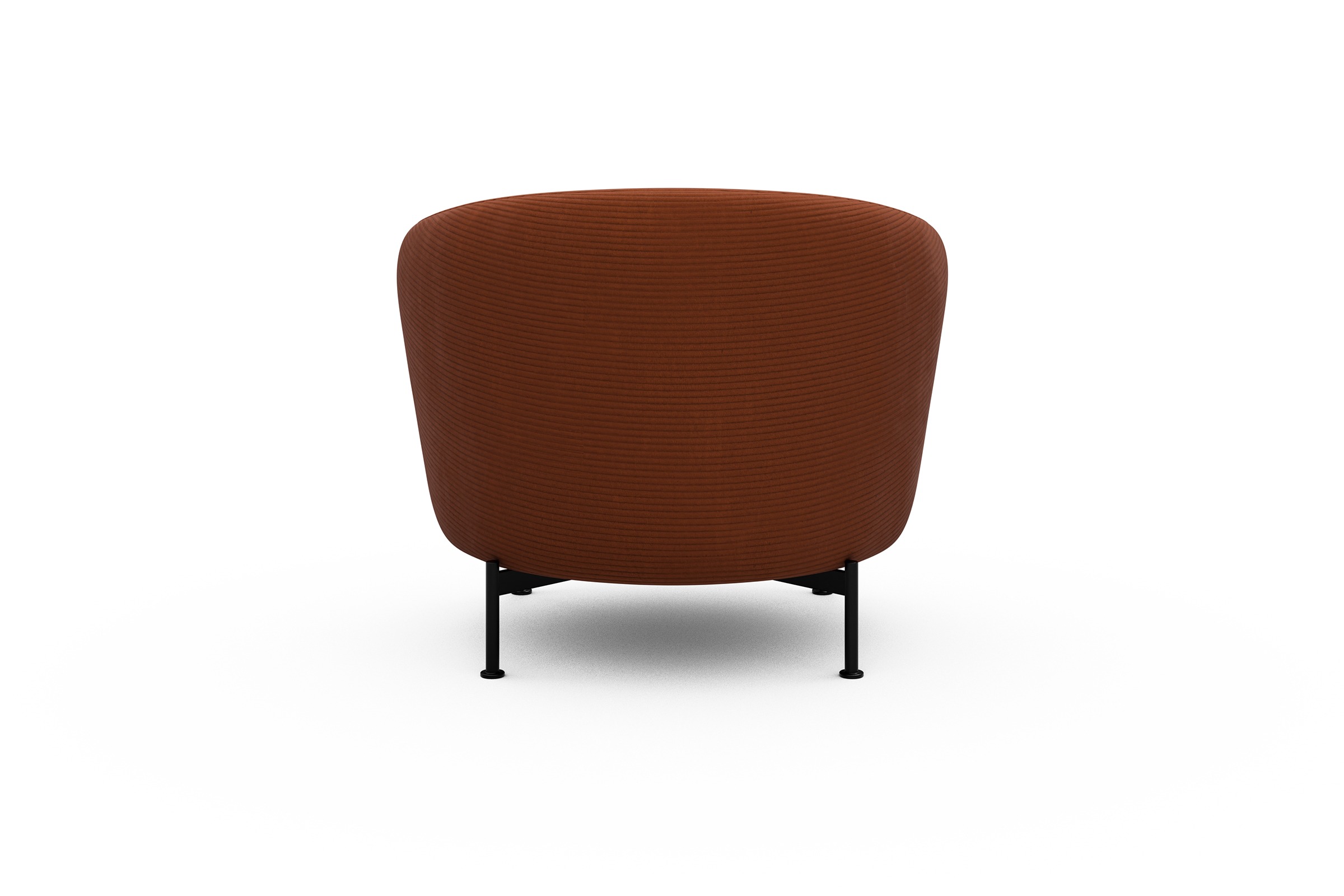Sessel Ronda X-Metallgestell Schwarz Corduroy-Burnt-Orange
