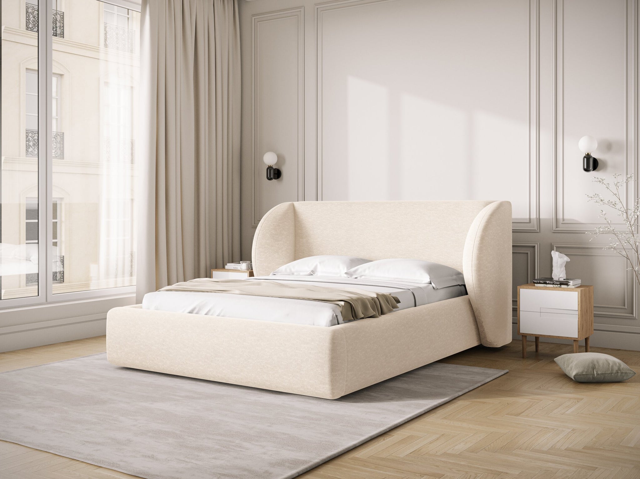 Micadoni Polsterbett Miley Chenille Haga Helles Beige 160x200