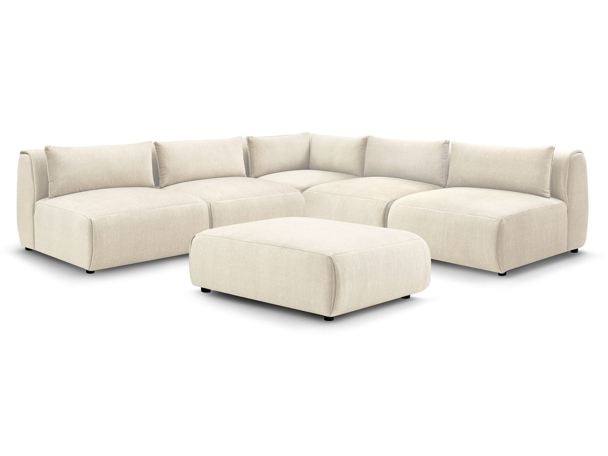 Bobochic Jeanne Ecksofa mit Pouf Samt Beige
