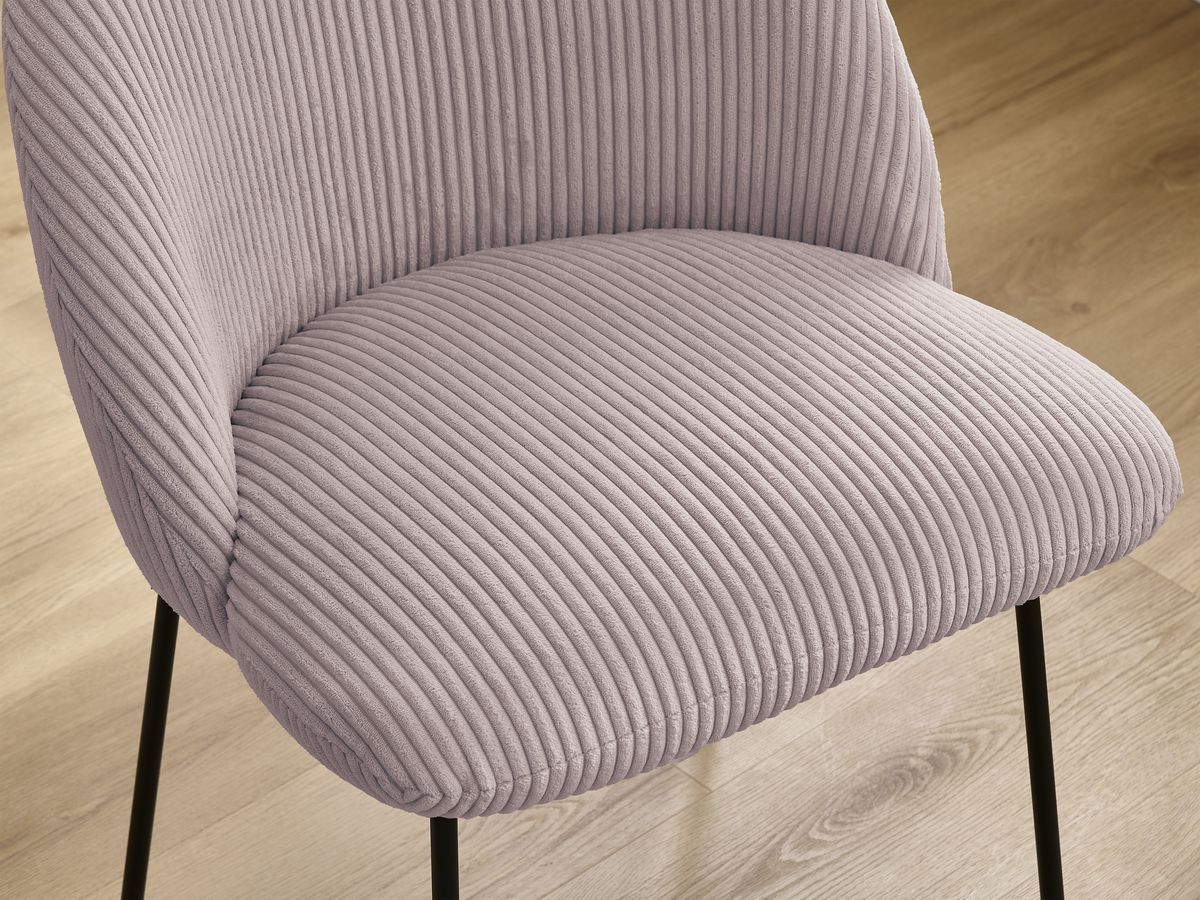 Bobochic Lalie Esszimmerstuhl 4er-Set mit Metallbeinen, schwarz Cordsamt Rosa