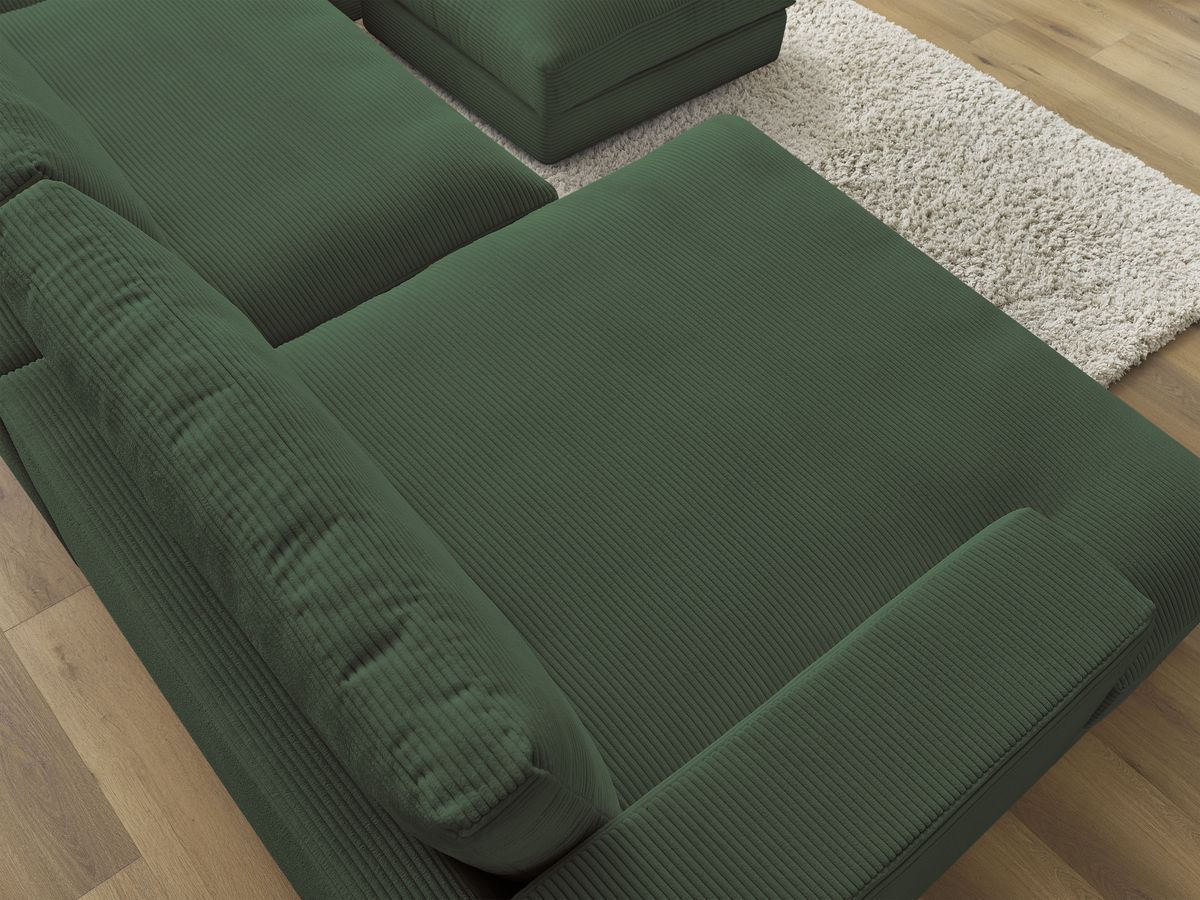 Bobochic Leonard Wohnlandschaft mit Pouf 404 × 159 cm Cordsamt Dunkelgrün