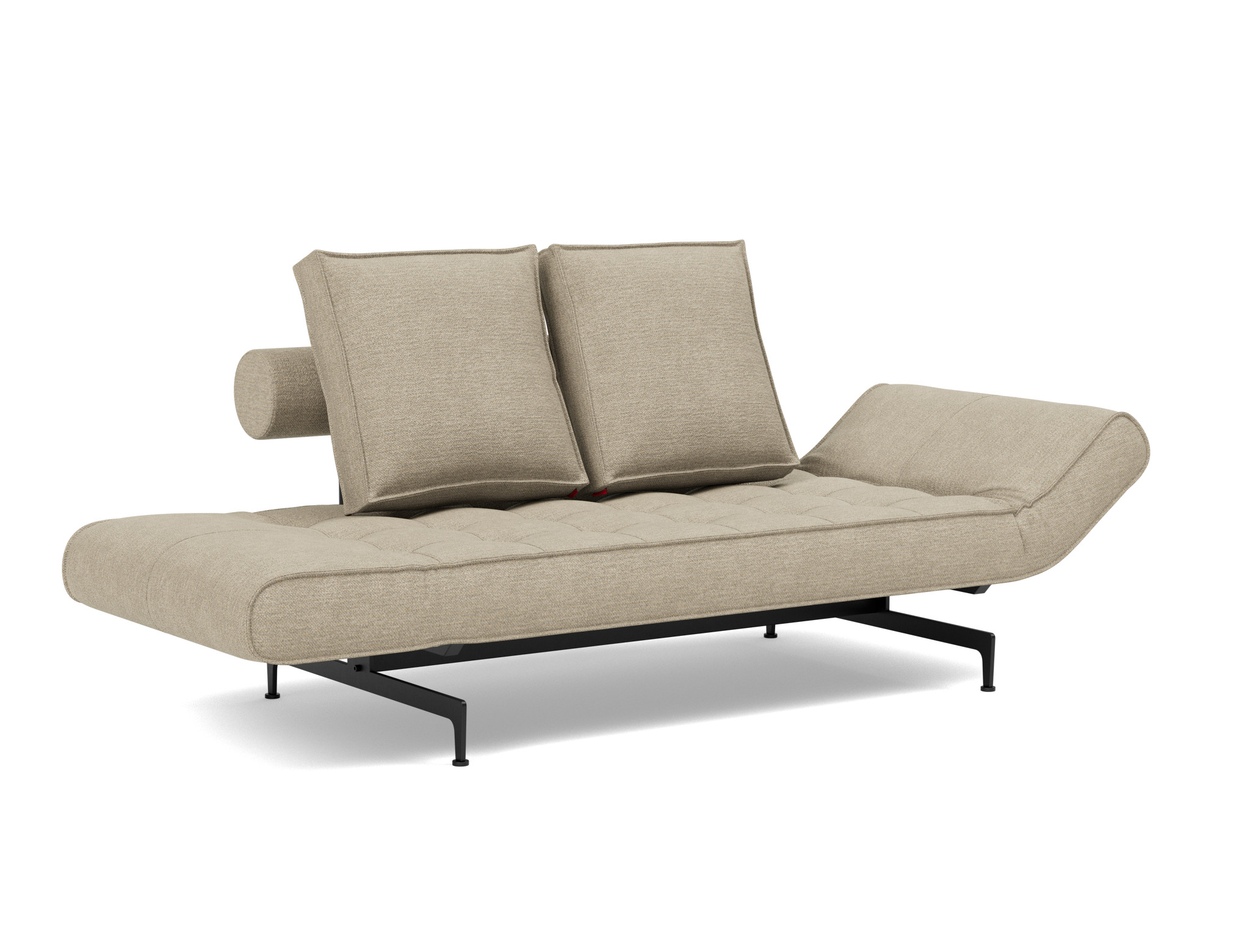 Tagesbett Ghia Strukturierter Stoff Taura 356-Sand Beine Laser schwarz