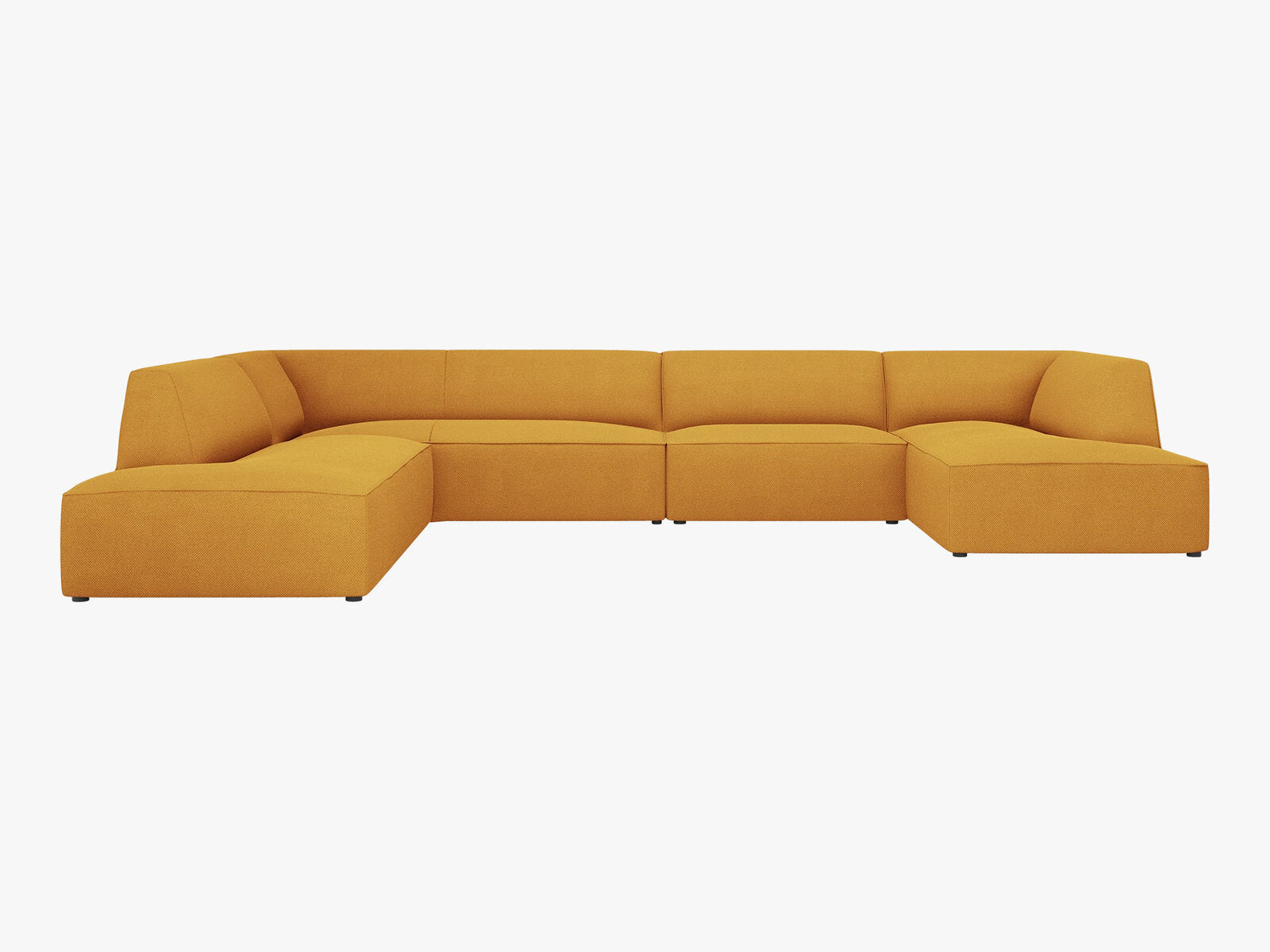 Micadoni Panorama-Ecksofa Ruby 7-Sitzer Links Strukturierter Stoff Ottawa Gelb