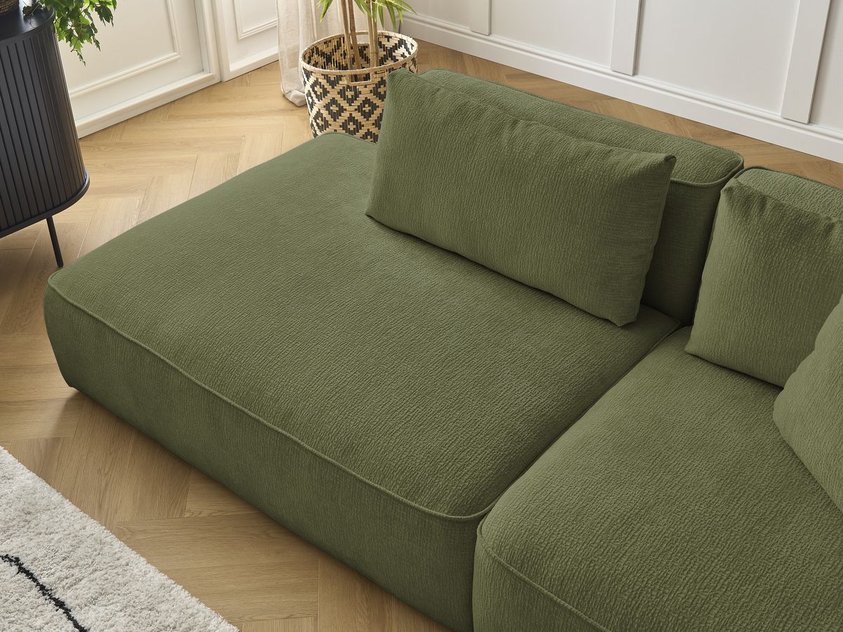 Bobochic Leopold Sofa 3-Sitzer Strukturstoff Dunkelgrün Armlehne rechts