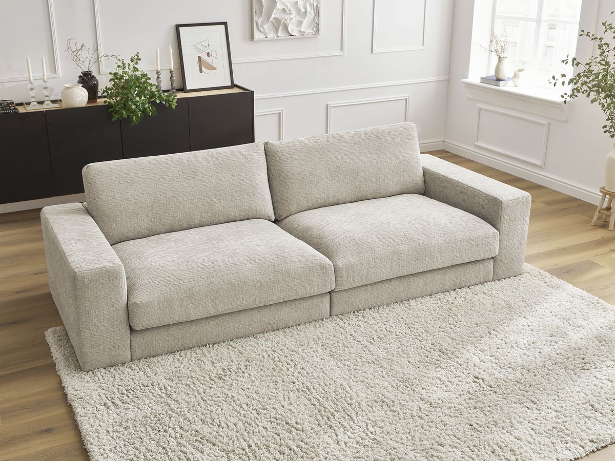 Bobochic Leonard Sofa 3-Sitzer 234 × 109 cm Strukturstoff Beige
