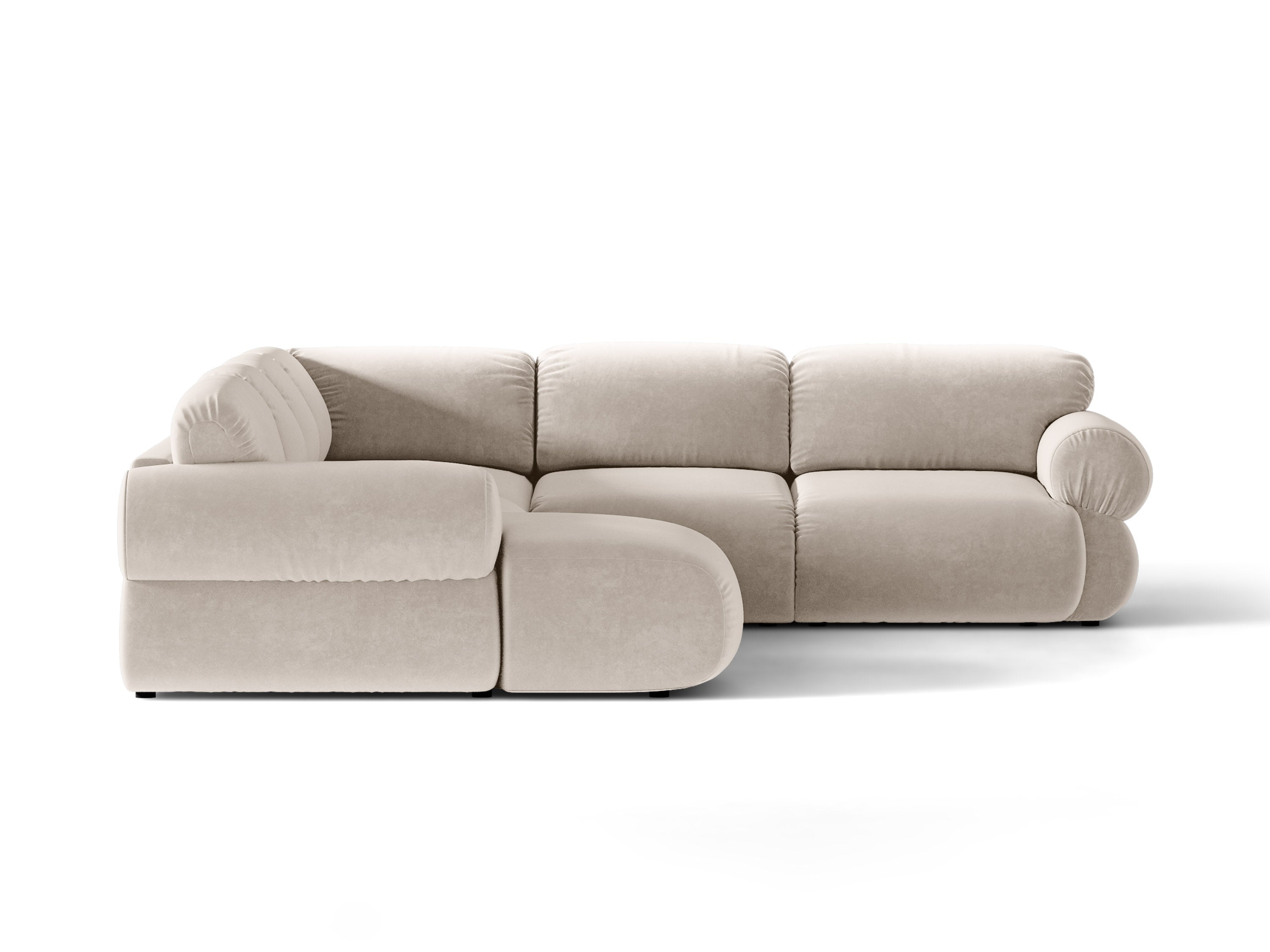 Micadoni Ophelia Panoramasofa Rechts Samt Salvador Beige