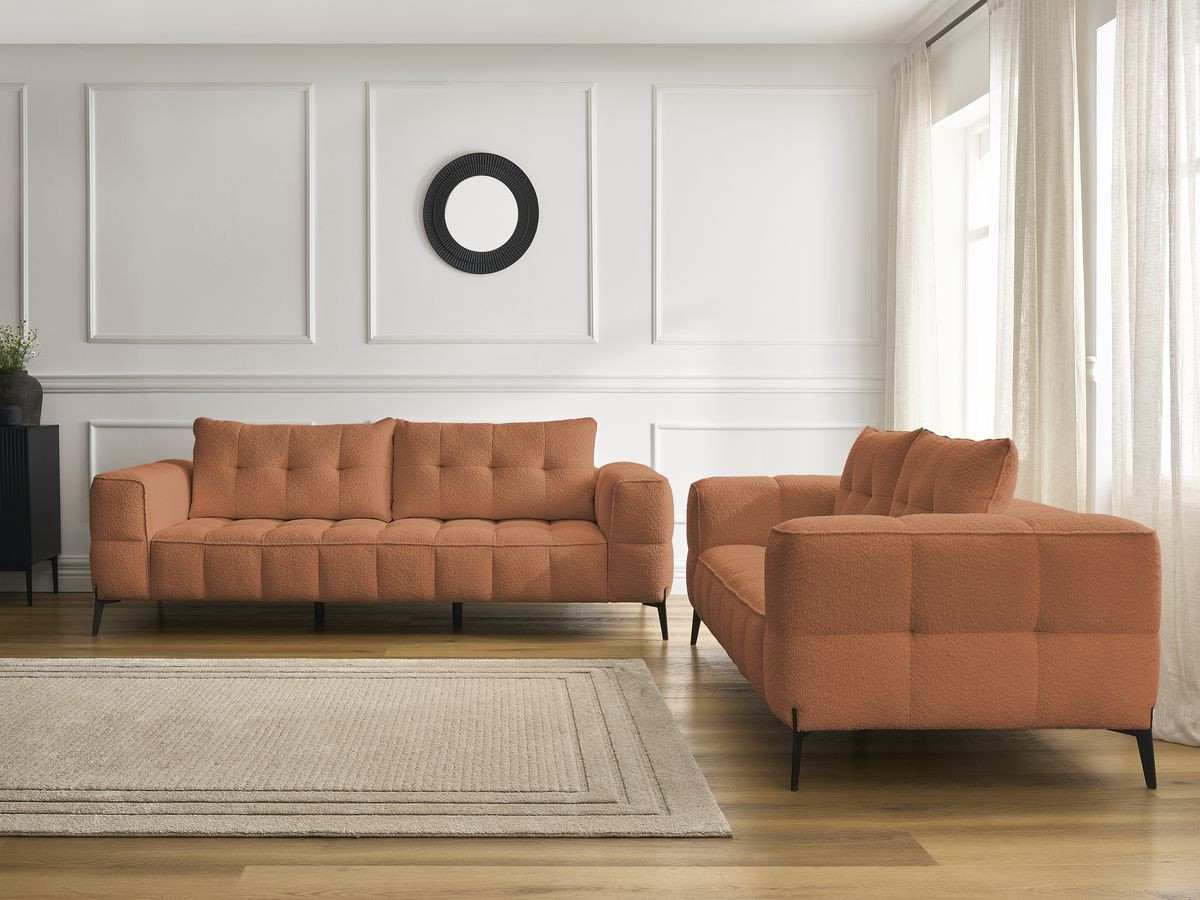 Bobochic Anis Sofa 5-Sitzer Bouclé-Stoff Orange