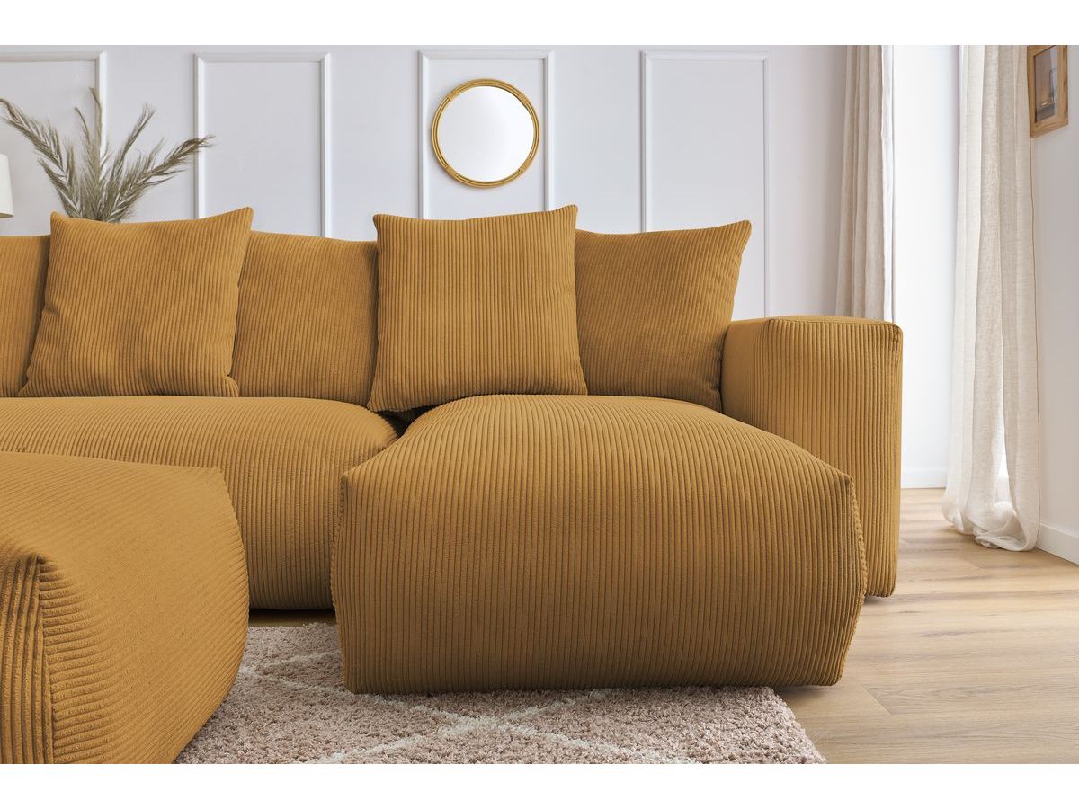 Bobochic Voltaire Wohnlandschaft mit Pouf 356 × 214 cm Cordsamt Gelb Ecke rechts