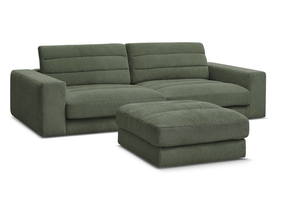 Bobochic Sierra Sofa 4-Sitzer mit Pouf Strukturstoff Dunkelgrün