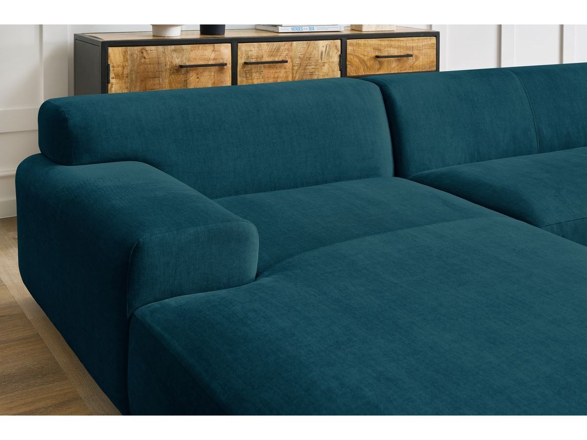 Bobochic Lavena Wohnlandschaft 359 × 220 cm Samt Dunkelblau Ecke links
