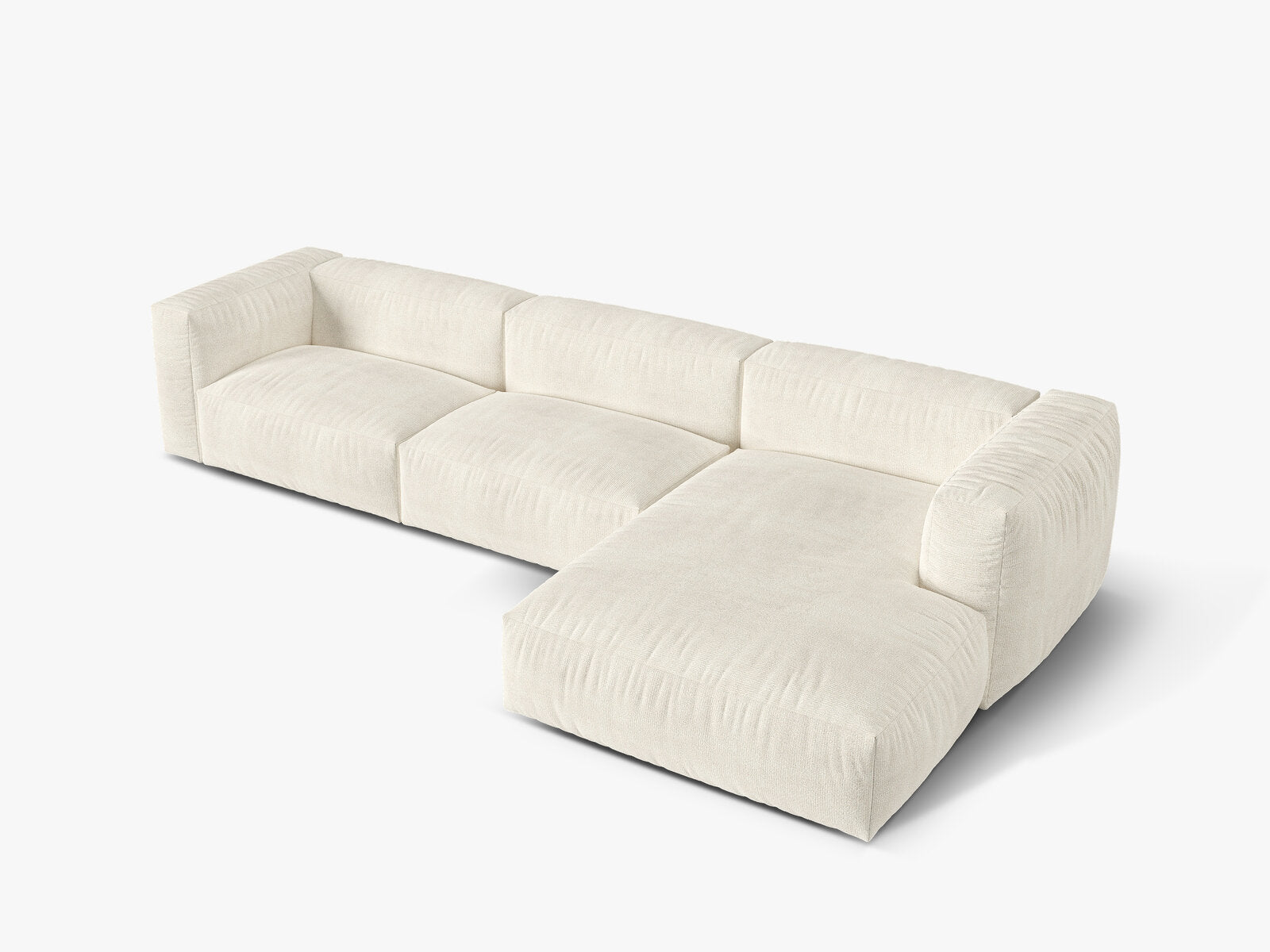 Micadoni Ecksofa Martina 3-Sitzer Rechts Boucle Monet Elfenbein