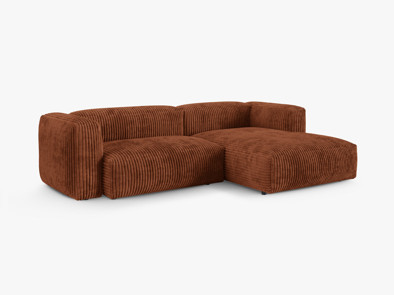 Micadoni Ecksofa Martina 2-Sitzer 90cm Sitztiefe Rechts Kord Tilia Ziegel