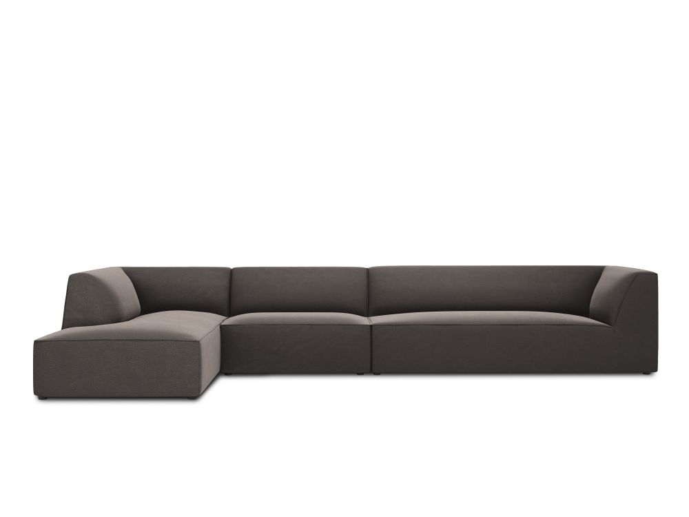 Cosmopolitan Design Ecksofa Siena 5-Sitzer Samt Salvador Dunkelgrau Links