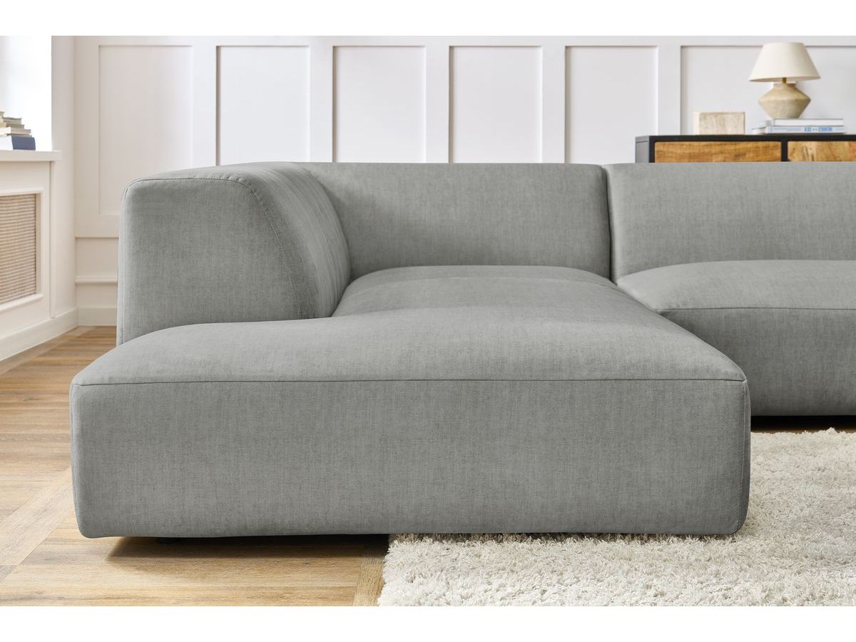 Bobochic Lavena Wohnlandschaft 399 × 220 cm Samt Hellgrau Ecke rechts