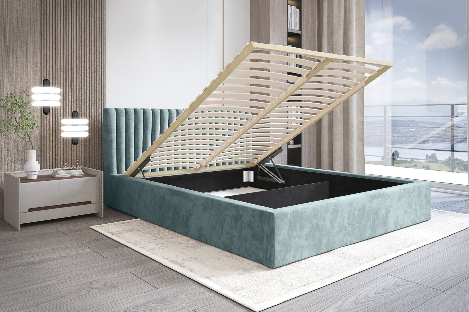 Polsterbett Velo-I Chenille 160x200 mit Holzrahmen Perfect Harmony 72