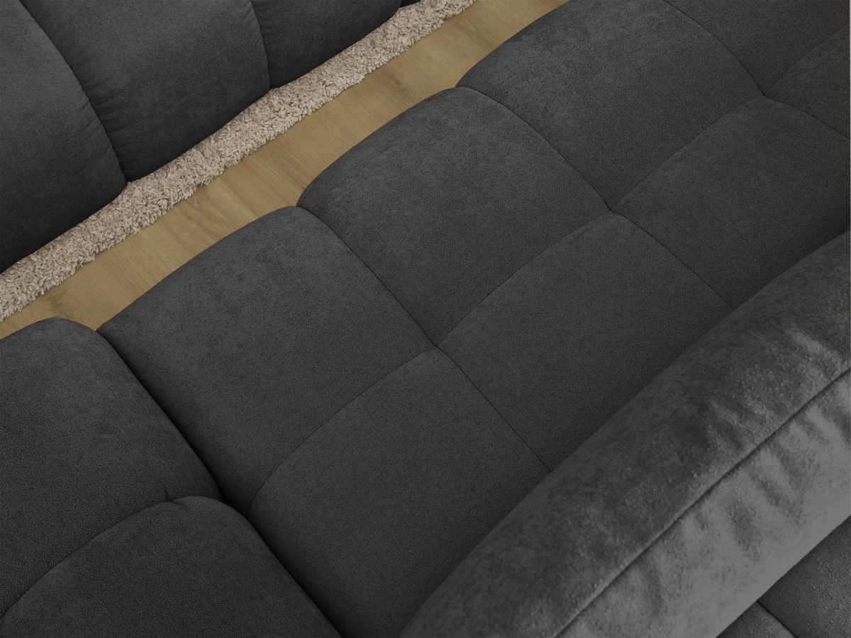 Bobochic Everest Ecksofa mit Schlaffunktion und Bettkasten und Pouf 318 × 180 cm, 3 Kissen Strukturstoff Schwarz Ecke links