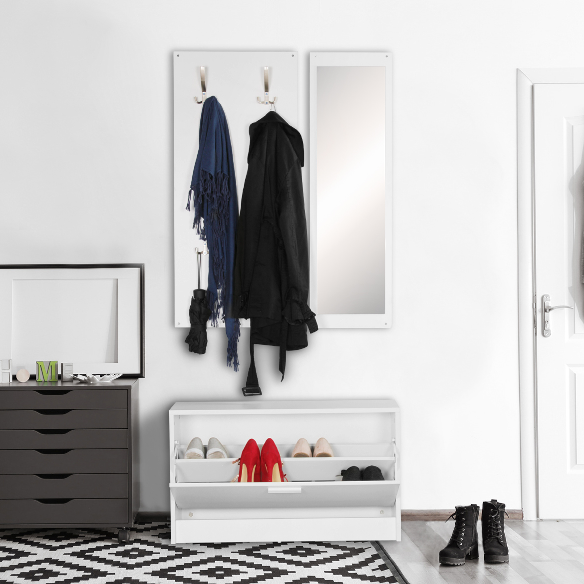 Wandgarderobe Nordvik Weiß 80 × 27 × 180 cm