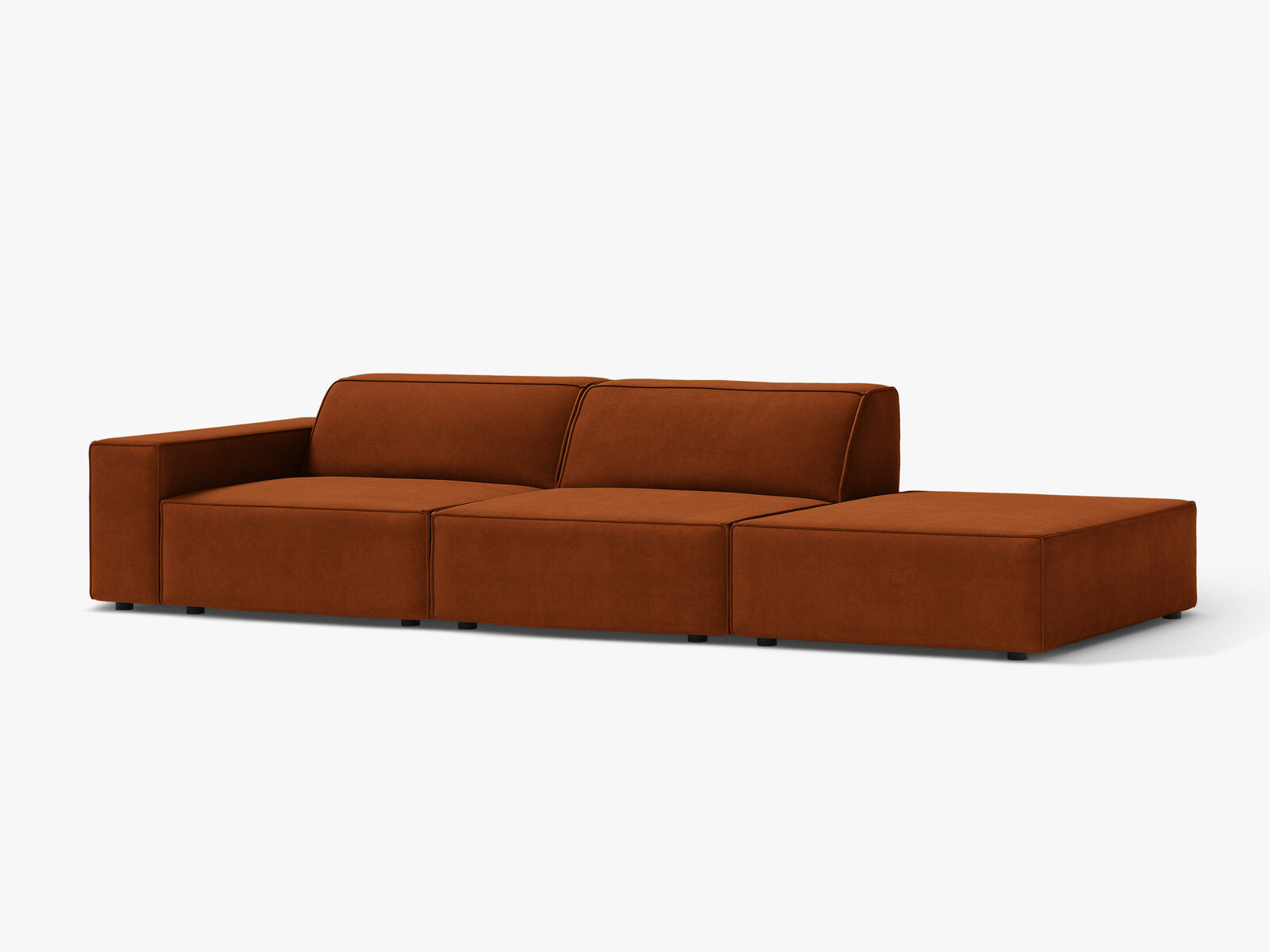 Micadoni Sofa Jodie 3-Sitzer Rechts Samt Bluvel Terrakotta